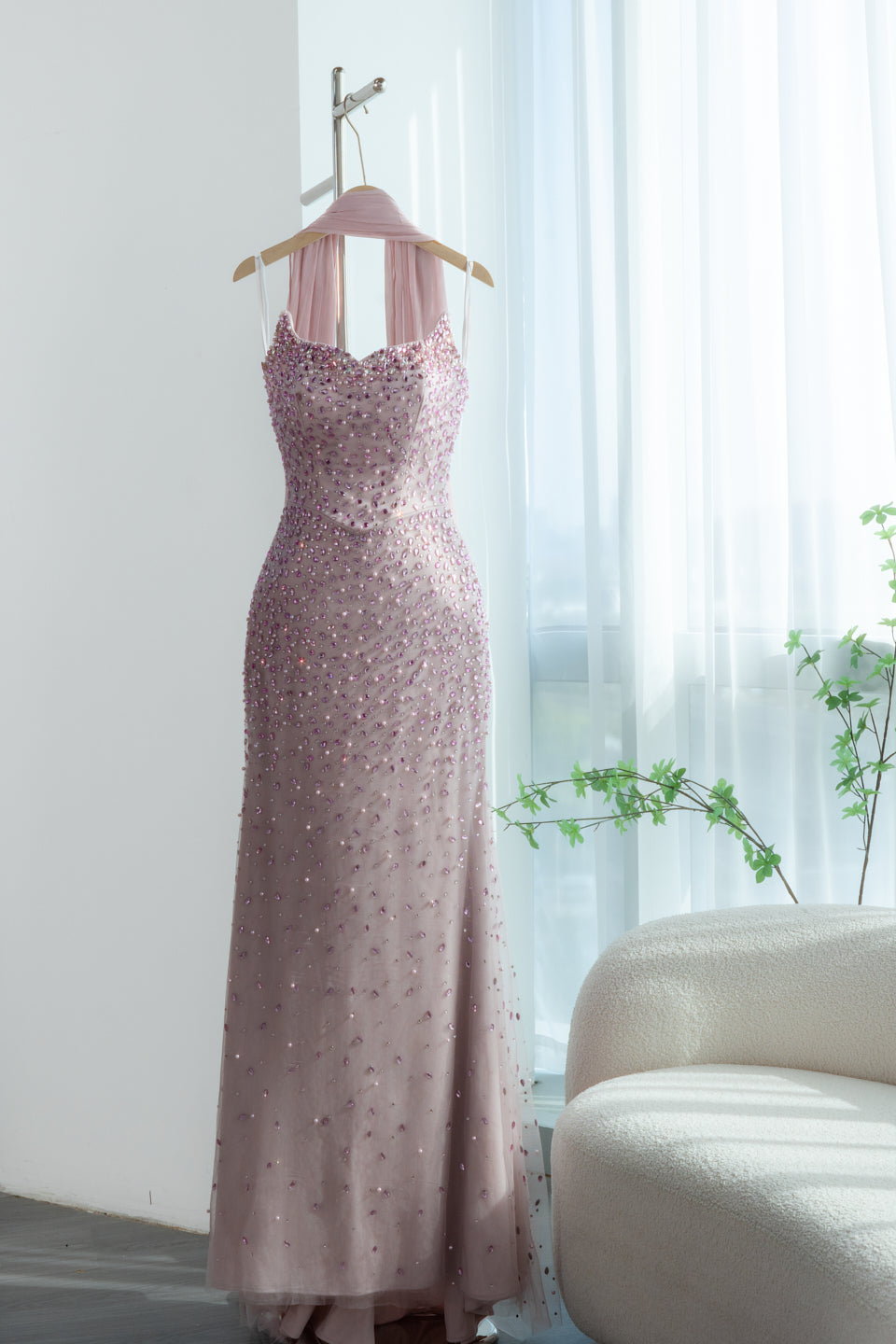 Luxury Pink Sequin Mermaid Prom Evening Dress with Sweetheart Neckline SS382 Sheer Fairy