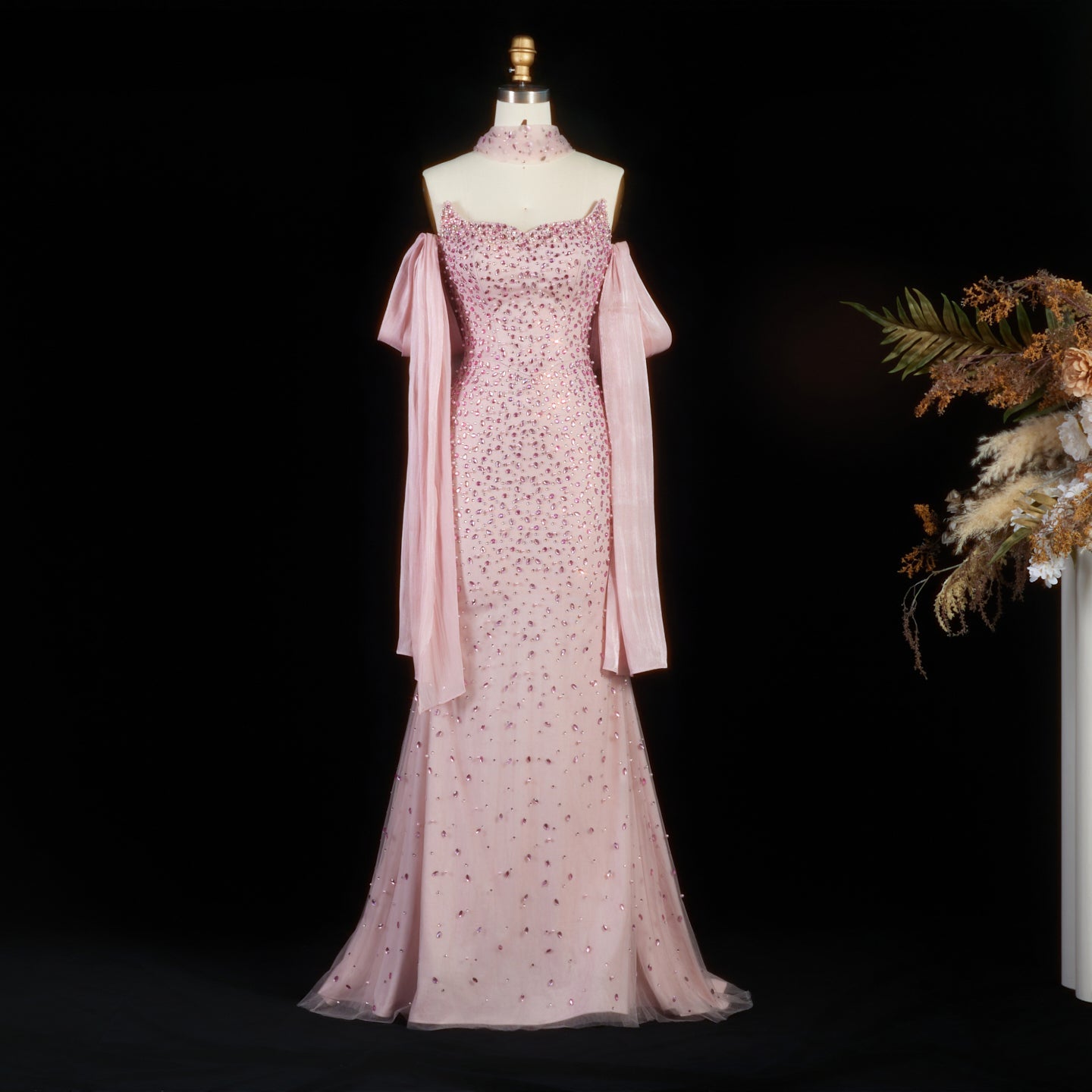 Luxury Pink Sequin Mermaid Prom Evening Dress with Sweetheart Neckline SS382 Sheer Fairy