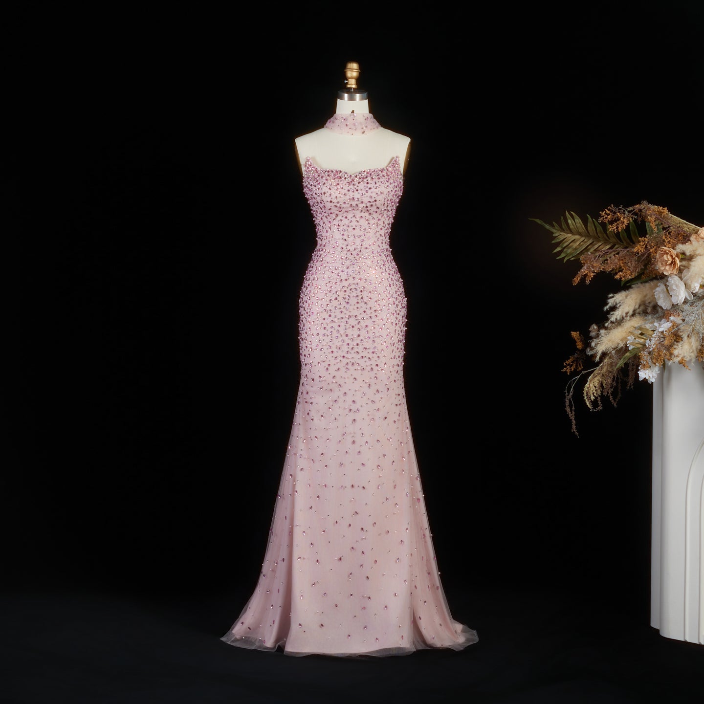 Luxury Pink Sequin Mermaid Prom Evening Dress with Sweetheart Neckline SS382 Sheer Fairy