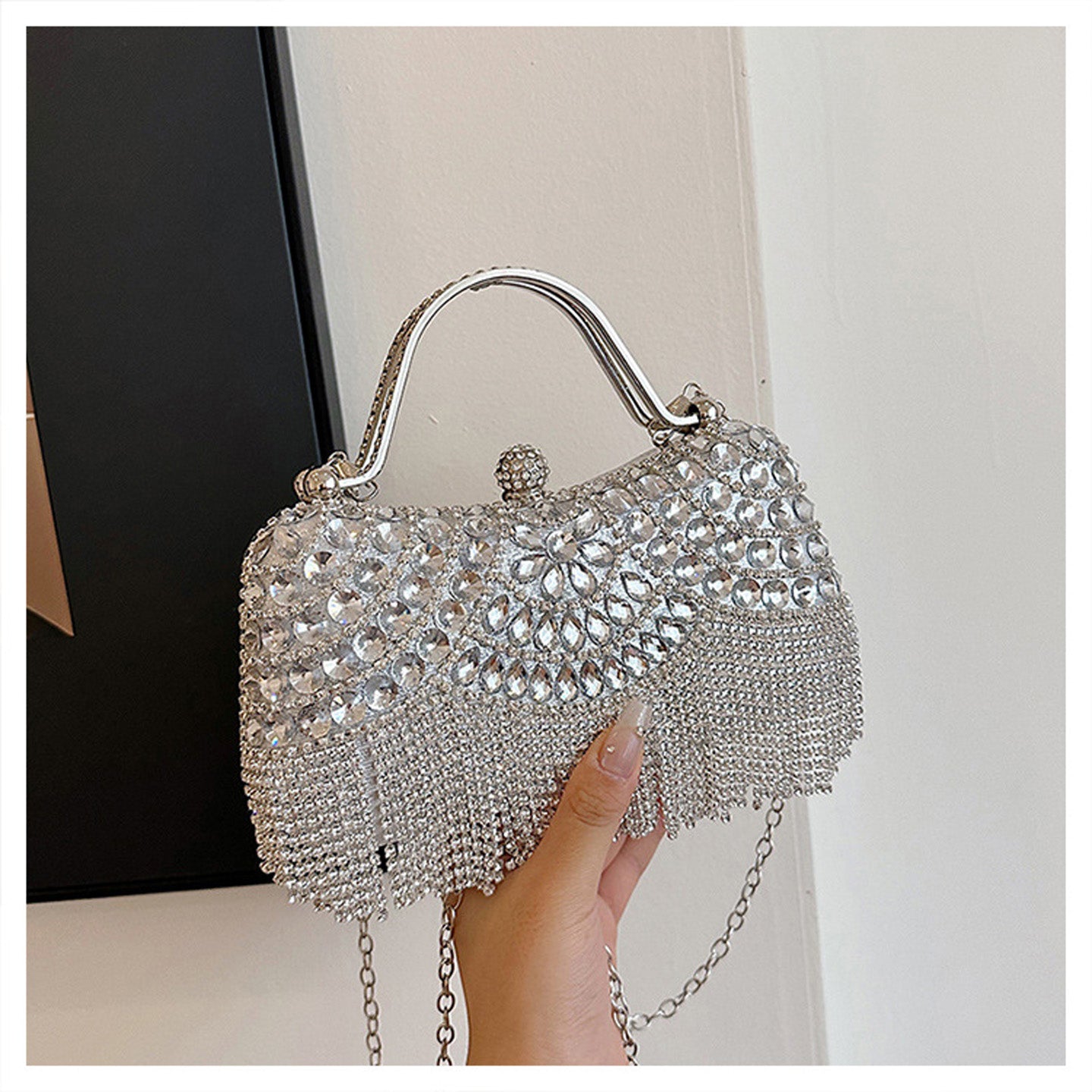 Rhinestone Tassel Handheld Shoulder Bag HB003