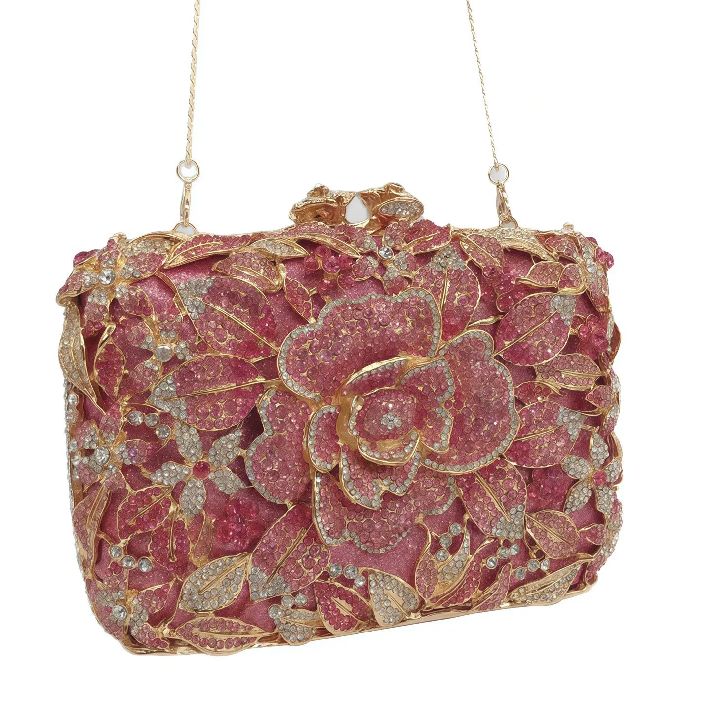 Pink Gold Floral Lace Clutch HB011 Sheer Fairy