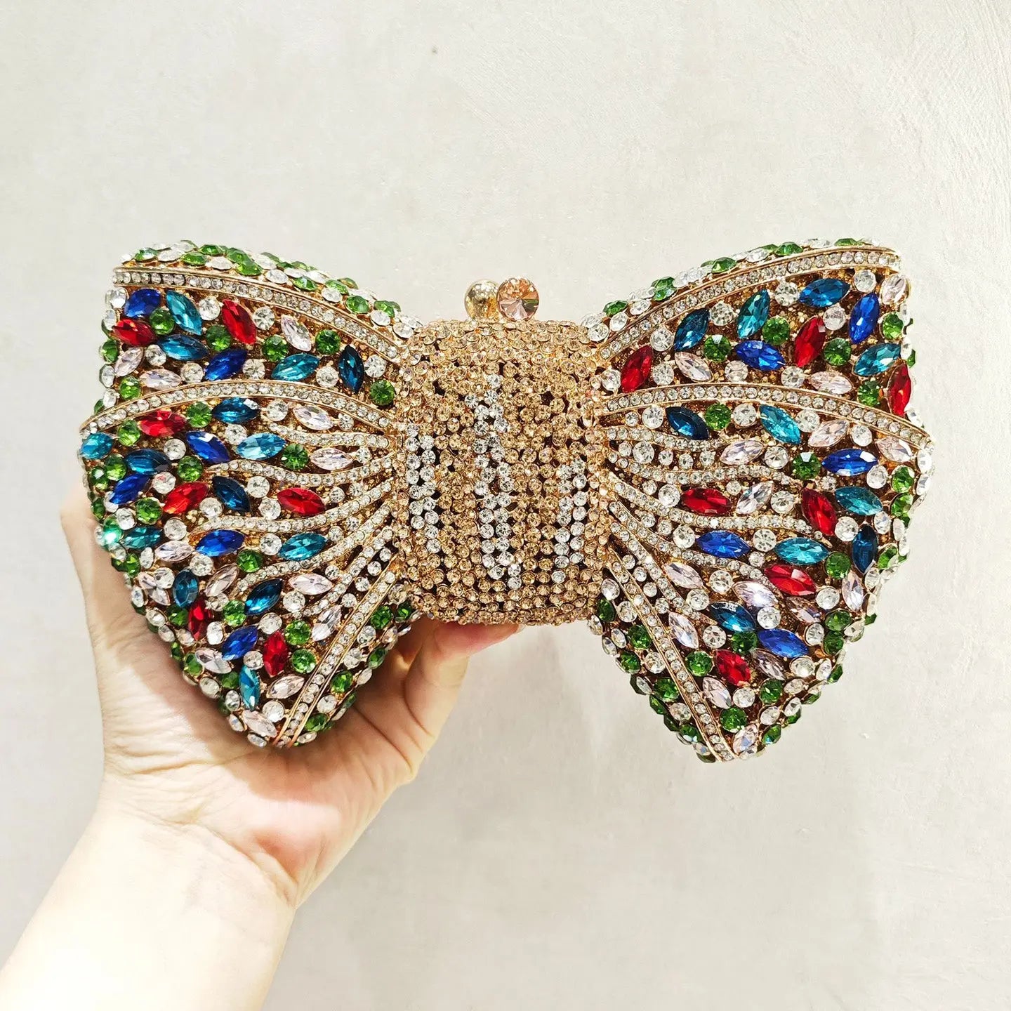 Beaded Bow Clutch Statement Evening Purse for Formal Events HB015 Sheer Fairy