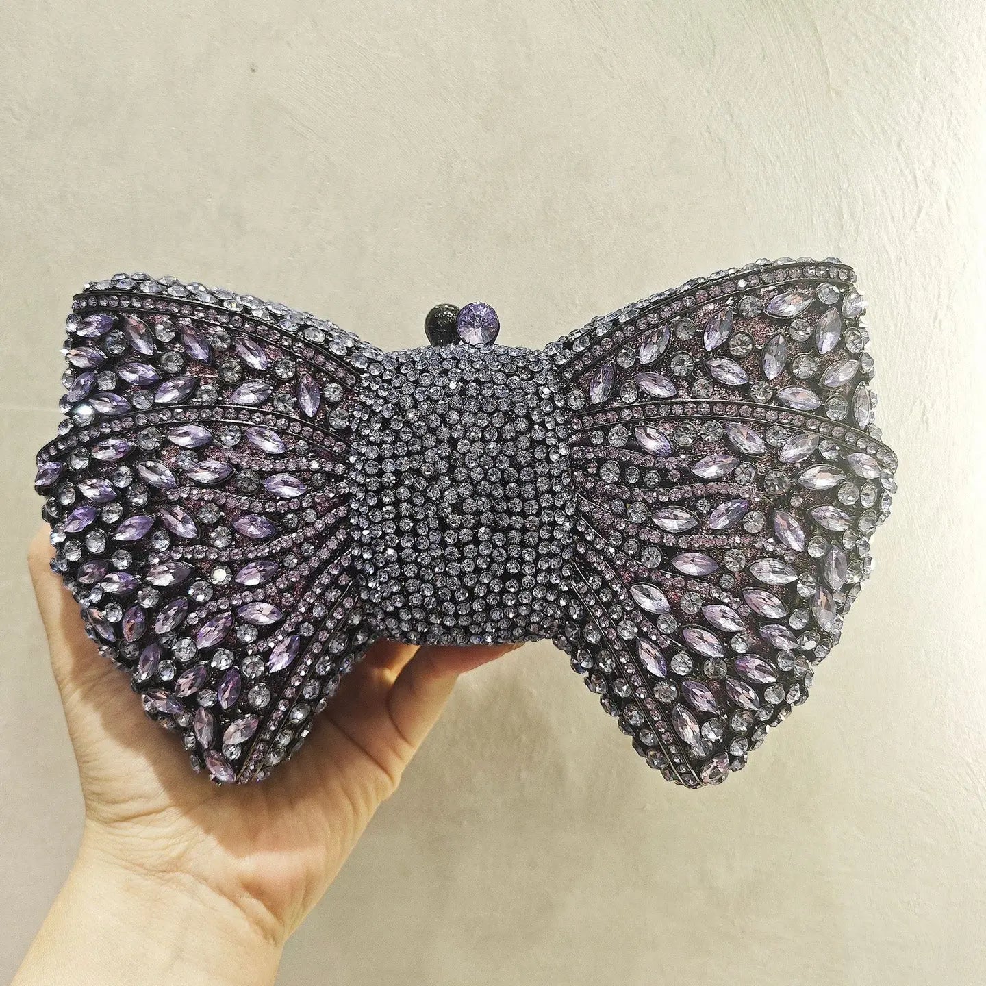 Beaded Bow Clutch Statement Evening Purse for Formal Events HB015 Sheer Fairy