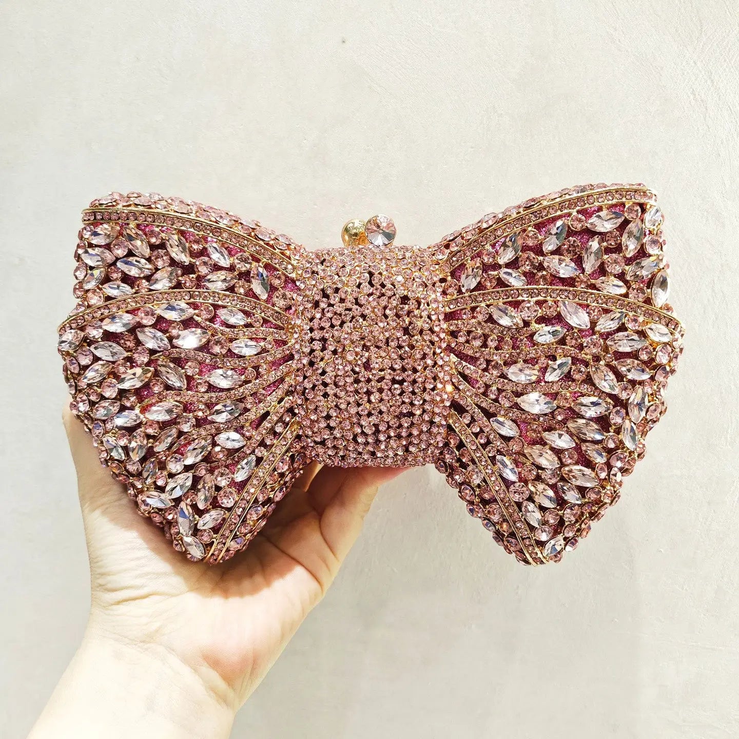 Beaded Bow Clutch Statement Evening Purse for Formal Events HB015 Sheer Fairy