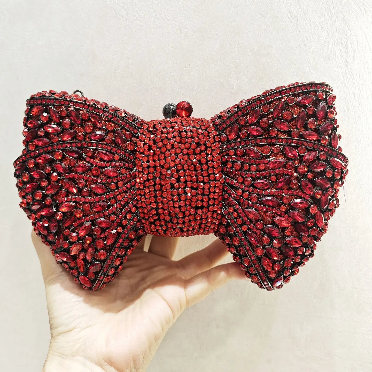 Beaded Bow Clutch Statement Evening Purse for Formal Events HB015 Sheer Fairy
