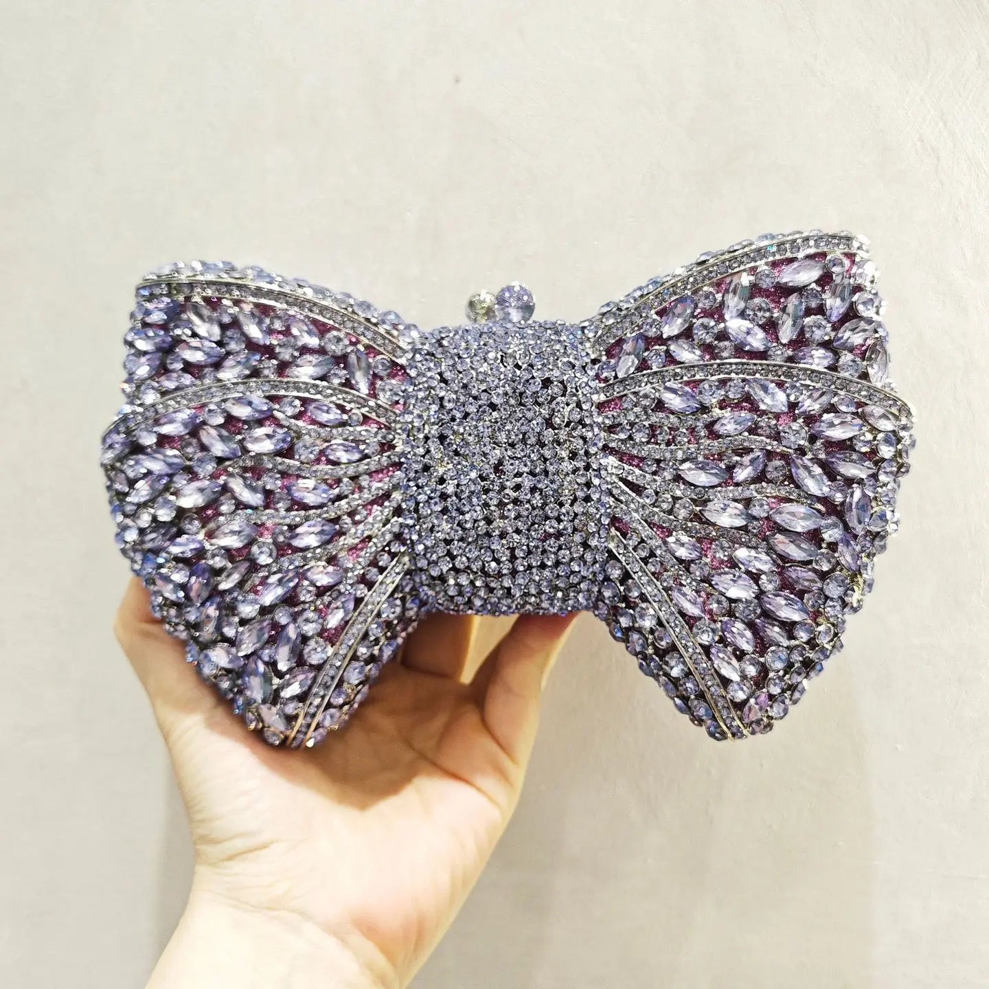 Beaded Bow Clutch Statement Evening Purse for Formal Events HB015 Sheer Fairy