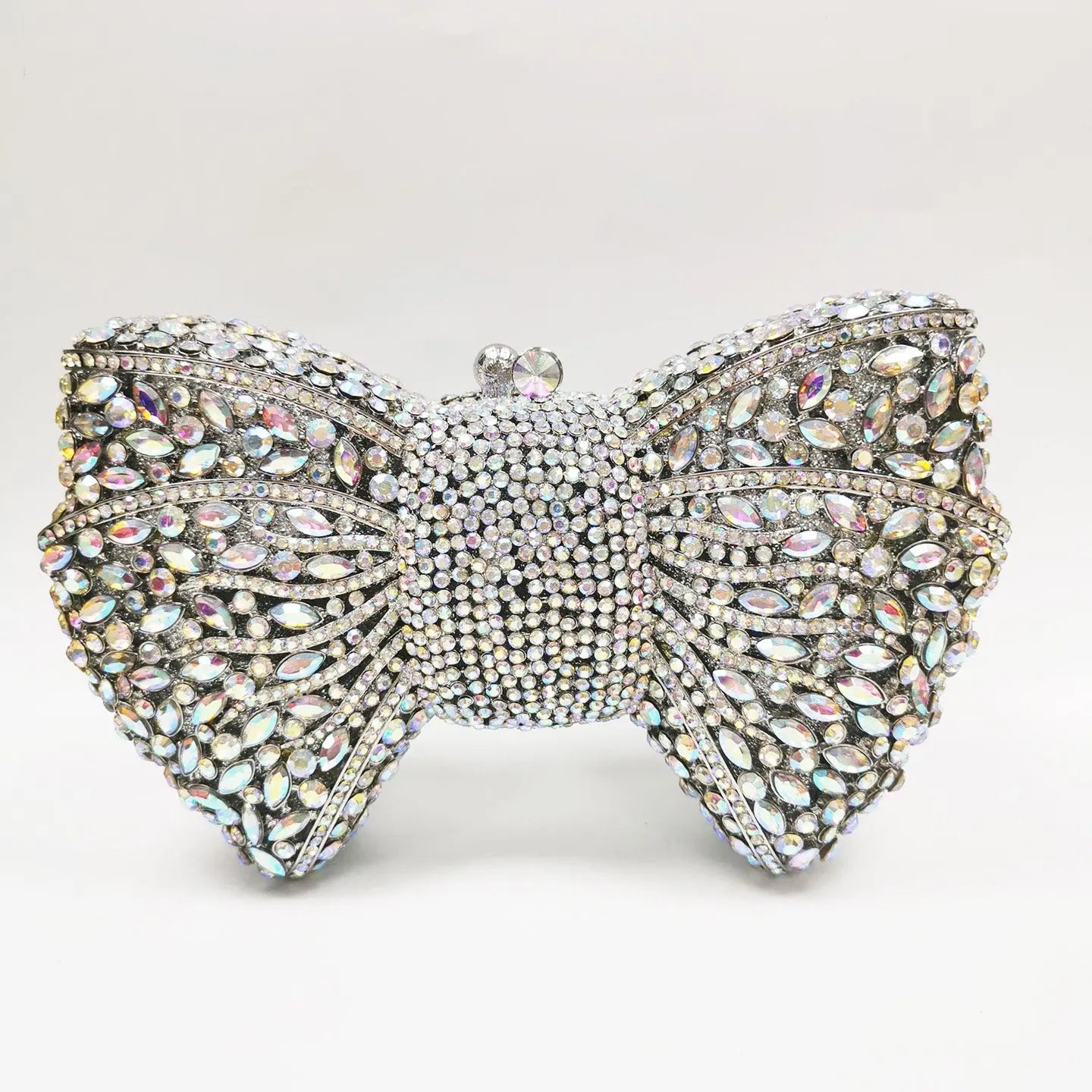 Beaded Bow Clutch Statement Evening Purse for Formal Events HB015 Sheer Fairy