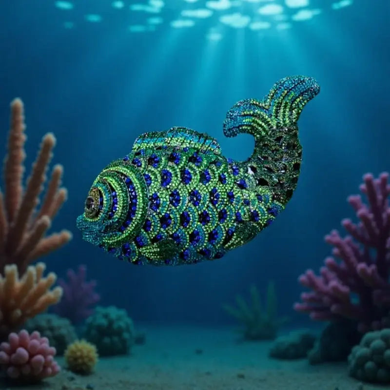 Hand-Beaded Rainbow Fish Clutch HB020 Sheer Fairy