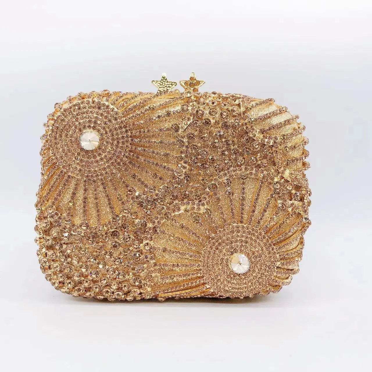 Silver Crystal Starburst Clutch Rhinestone Evening Purse HB021 Sheer Fairy