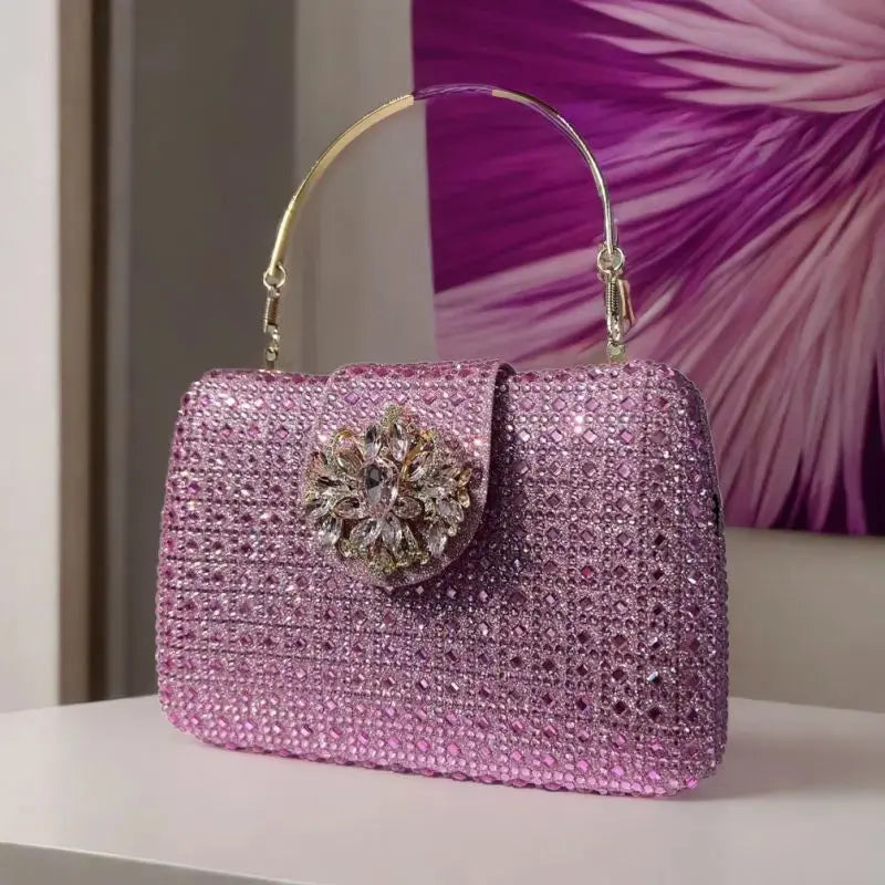 Gold Crystal Clutch Bag Floral Embellished Evening Handbag HB023 Sheer Fairy