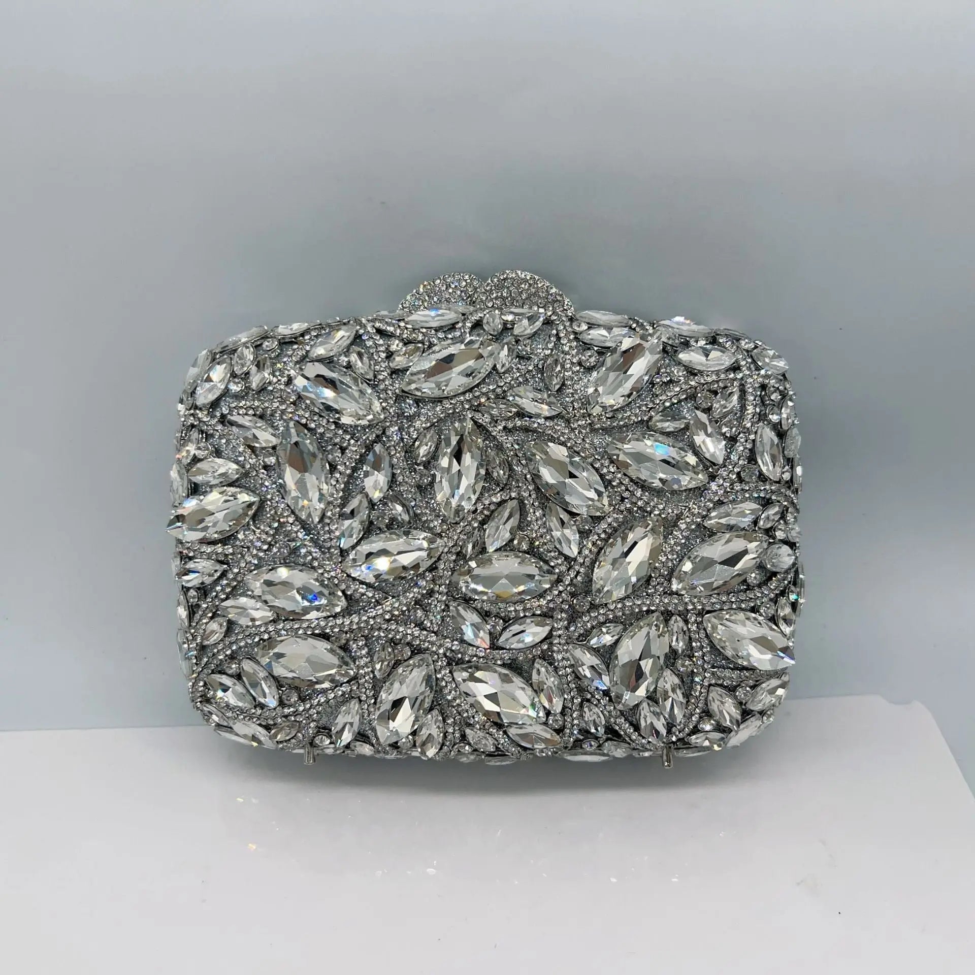 Teardrop Rhinestone Crystal Floral Clutch HB024 Sheer Fairy