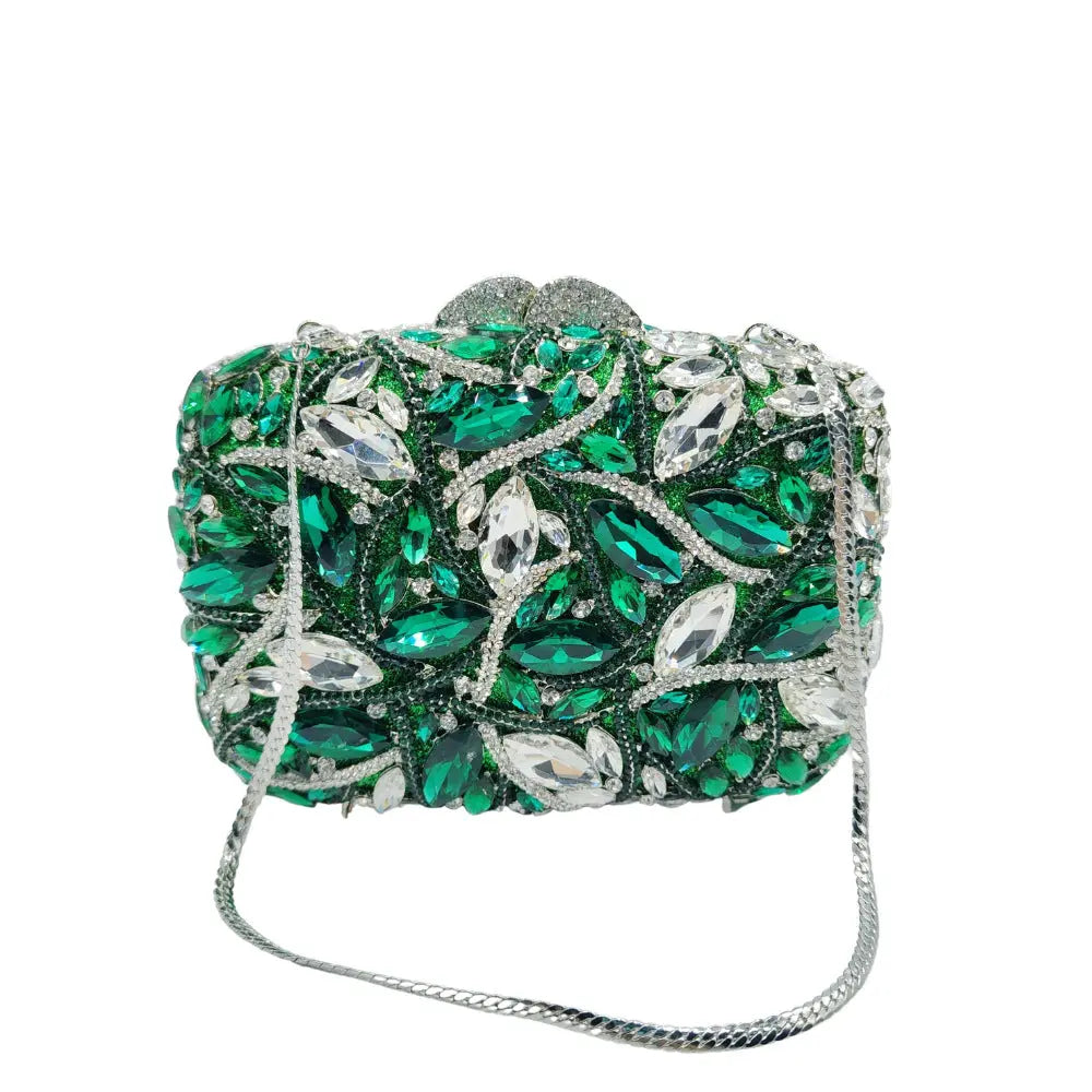 Teardrop Rhinestone Crystal Floral Clutch HB024 Sheer Fairy