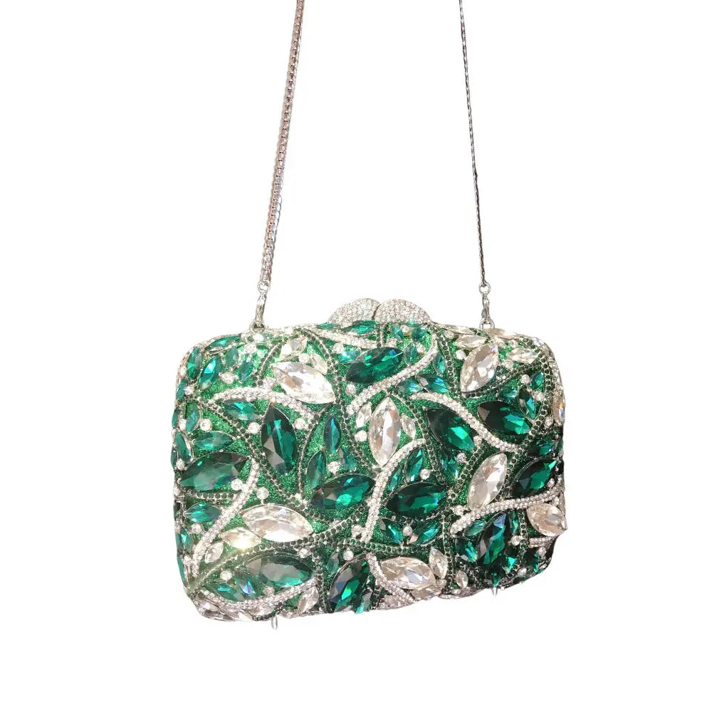 Teardrop Rhinestone Crystal Floral Clutch HB024 Sheer Fairy