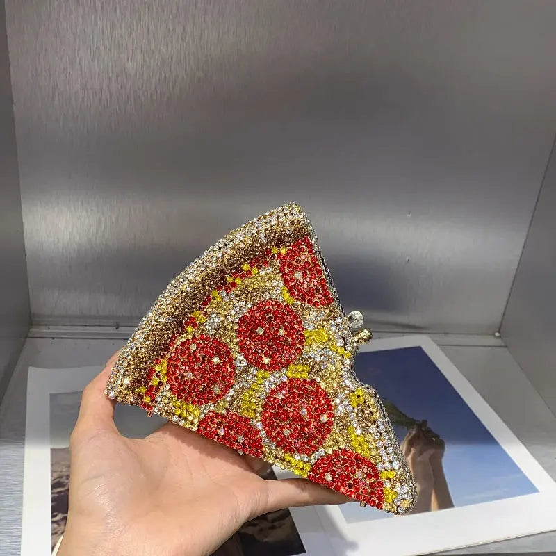 Rhinestone Fun Crystal Pizza Slice Clutch HB025 Sheer Fairy