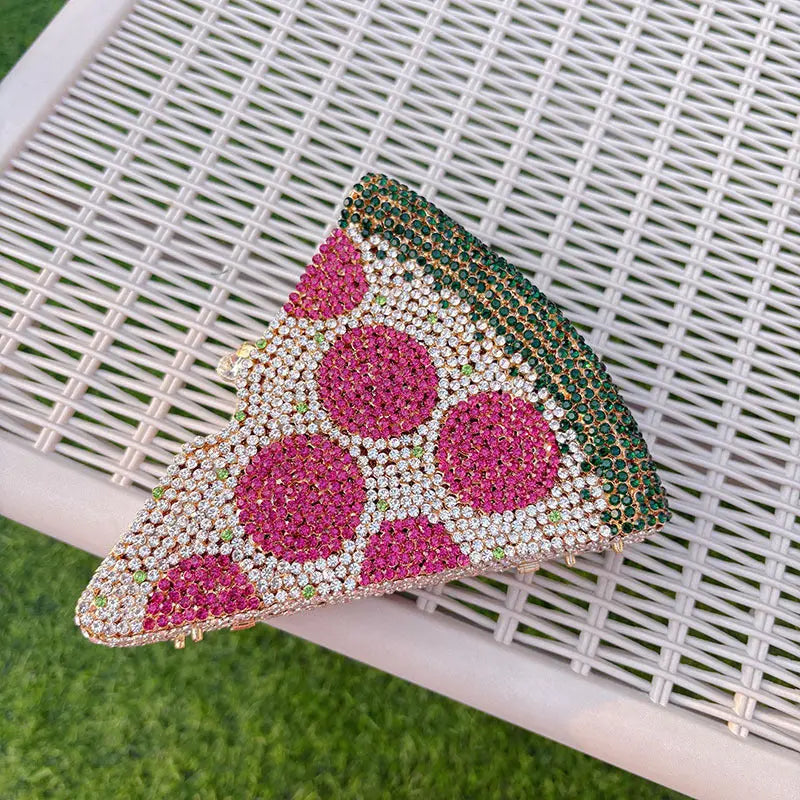 Rhinestone Fun Crystal Pizza Slice Clutch HB025 Sheer Fairy