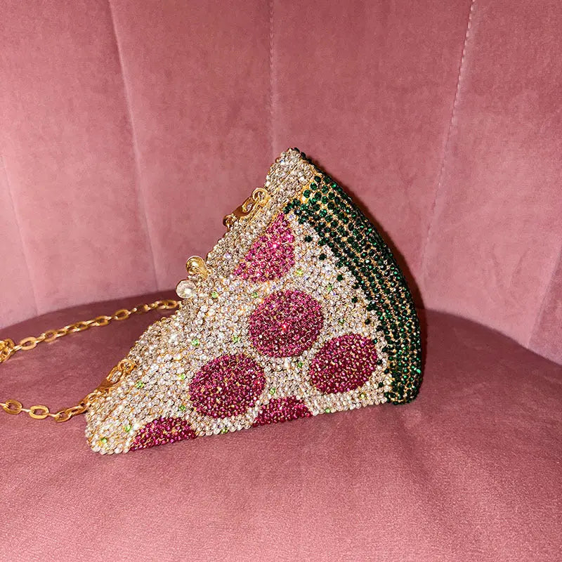 Rhinestone Fun Crystal Pizza Slice Clutch HB025 Sheer Fairy