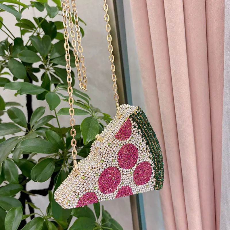 Rhinestone Fun Crystal Pizza Slice Clutch HB025 Sheer Fairy