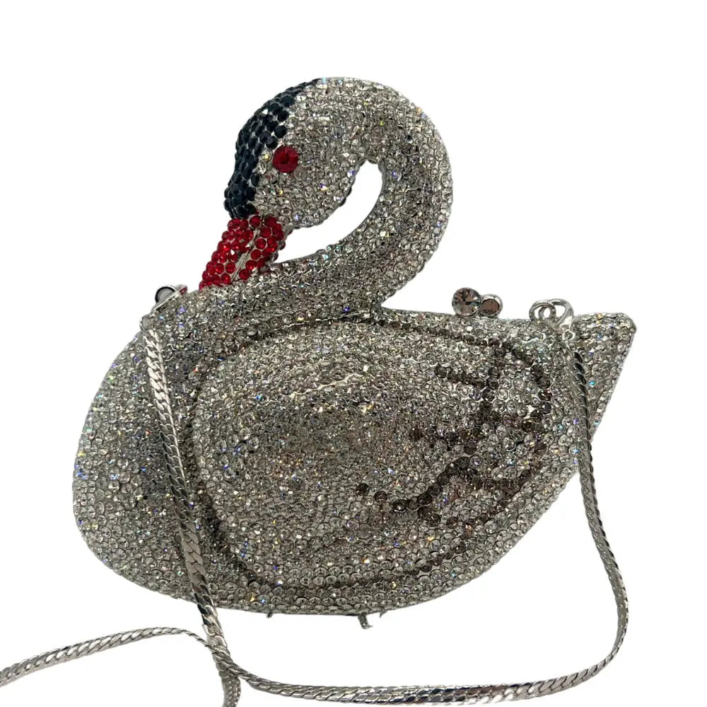 Rhinestone Crystal Swan Clutch Evening Purse HB026 Sheer Fairy