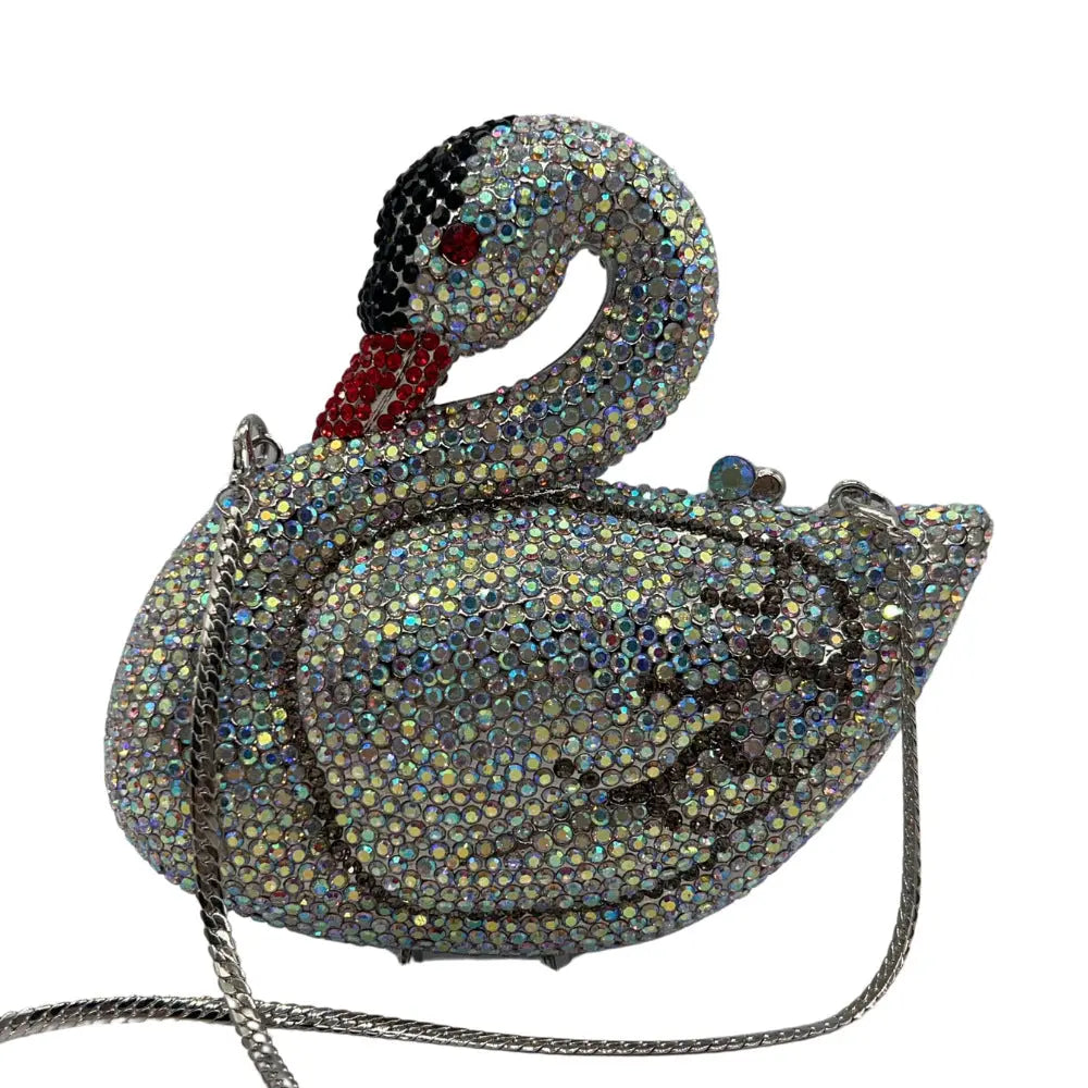 Rhinestone Crystal Swan Clutch Evening Purse HB026 Sheer Fairy