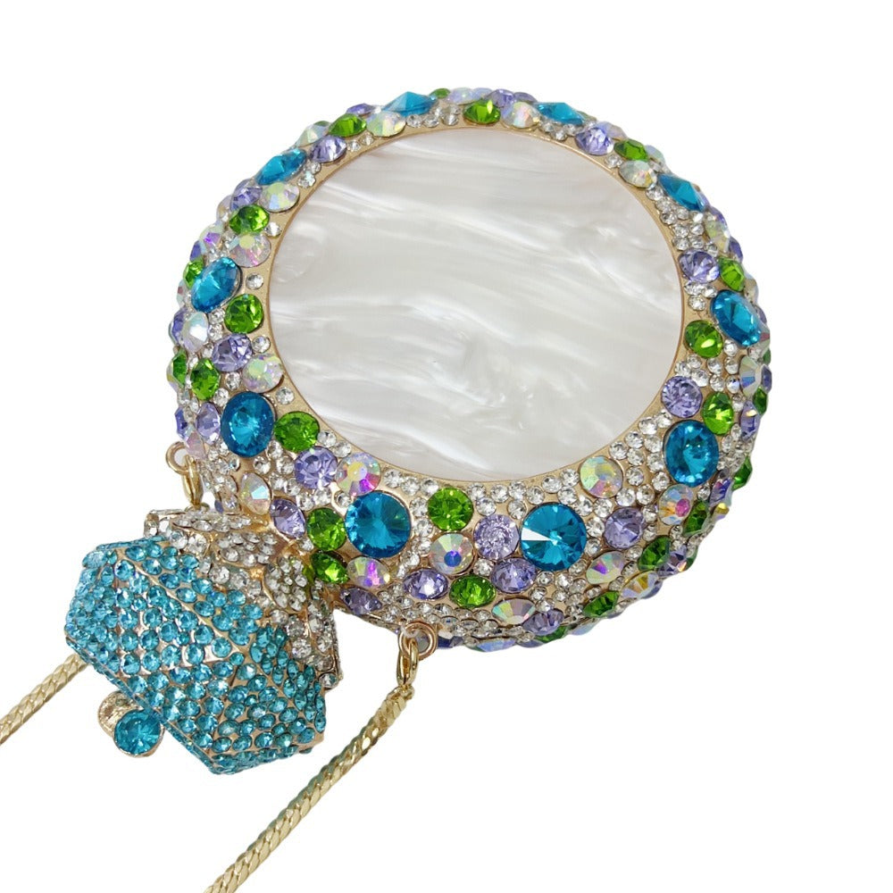 Luxury Round Gemstone Rhinestone Evening Clutch Bag HB032 Sheer Fairy