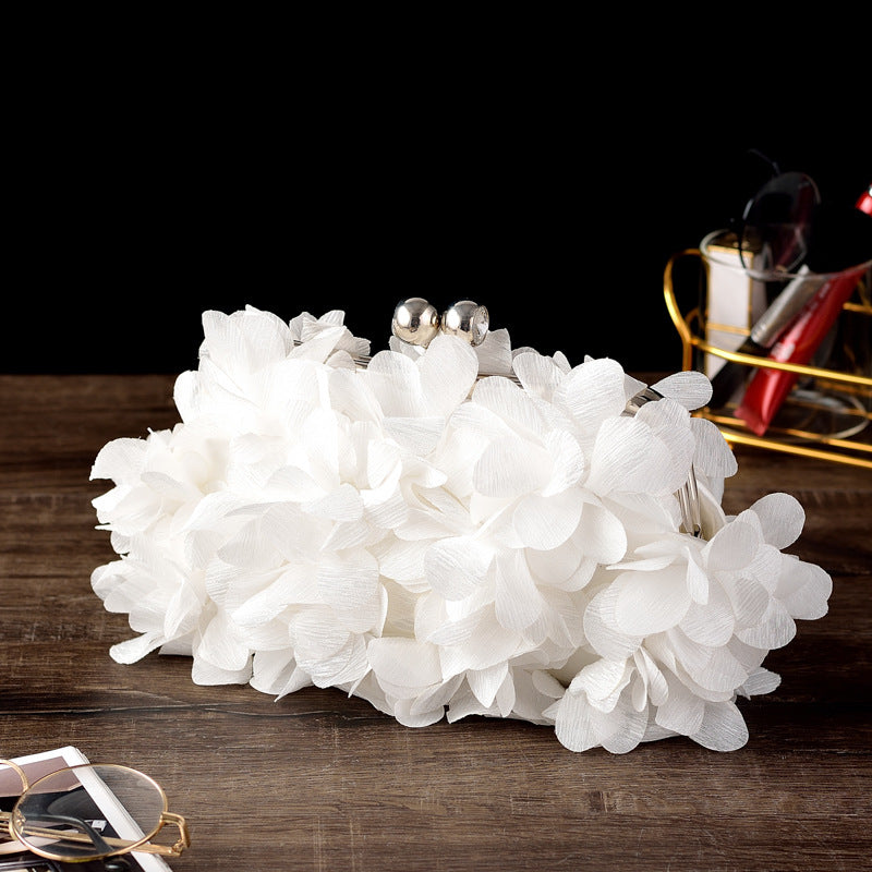 Elegant 3D Floral Chiffon Evening Clutch Bag HB039 Sheer Fairy