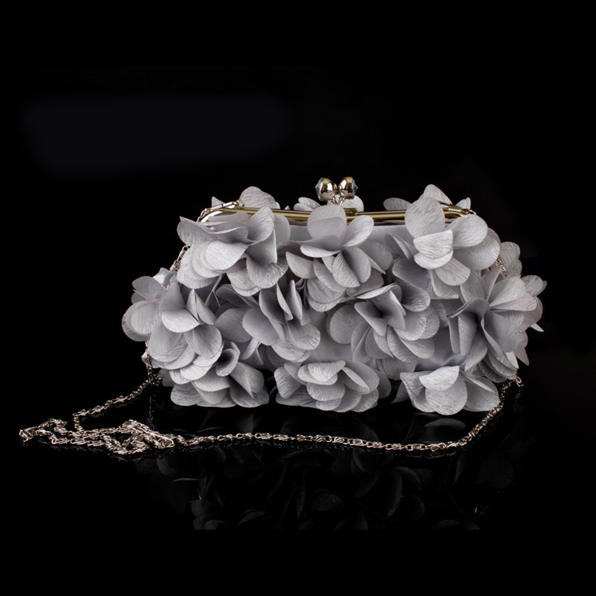 Elegant 3D Floral Chiffon Evening Clutch Bag HB039 Sheer Fairy