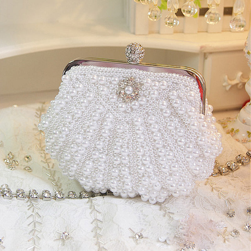 Vintage Beaded Pearl Bridal Evening Clutch Bag HB040 Sheer Fairy