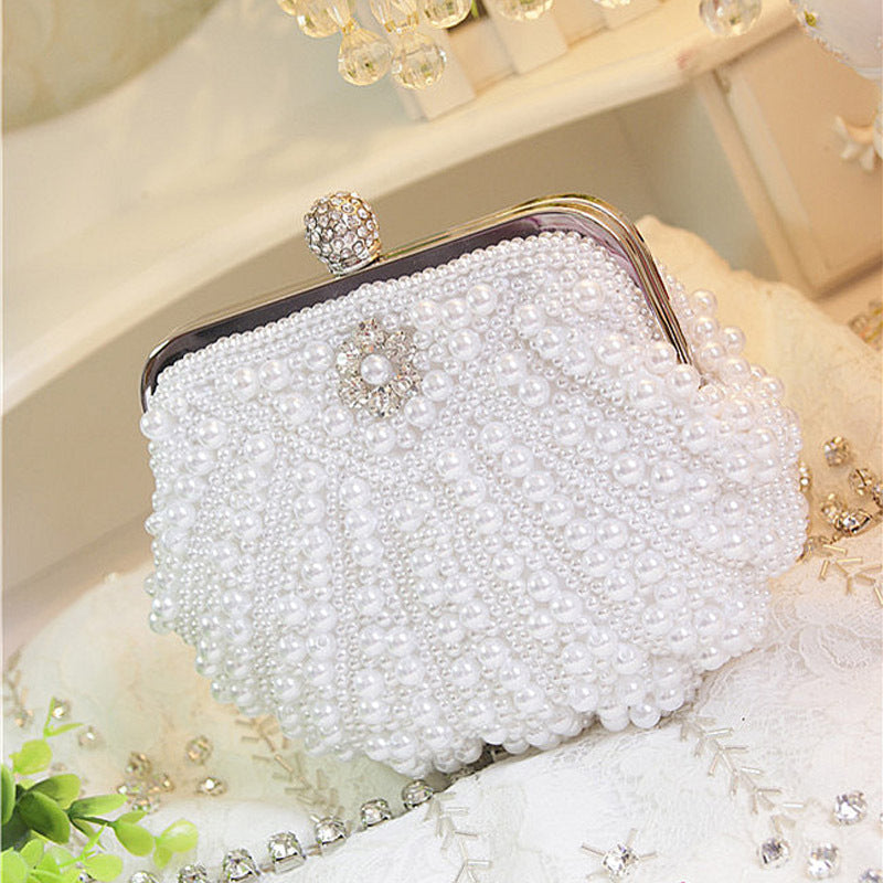 Vintage Beaded Pearl Bridal Evening Clutch Bag HB040 Sheer Fairy
