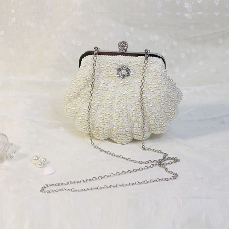 Vintage Beaded Pearl Bridal Evening Clutch Bag HB040 Sheer Fairy