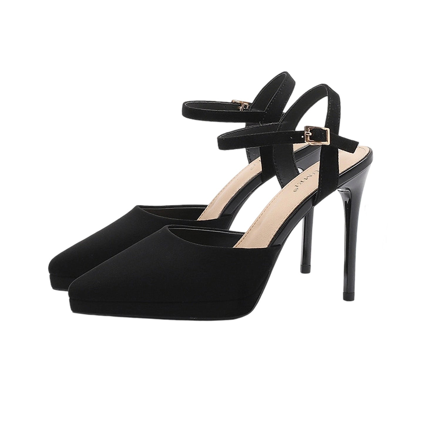 Classic Black Ankle Strap Pointed Toe High Heels HH004