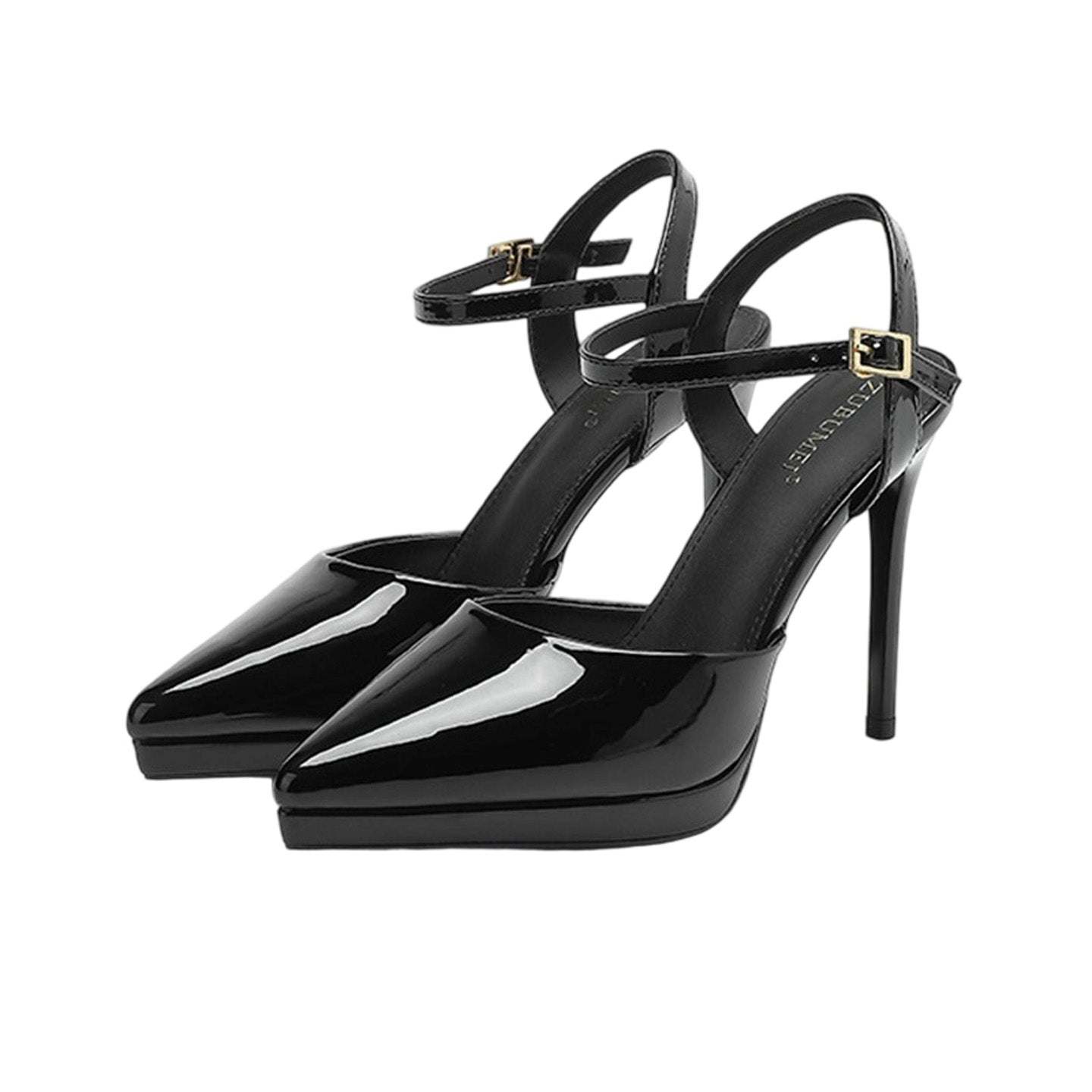 Classic Black Ankle Strap Pointed Toe High Heels HH004