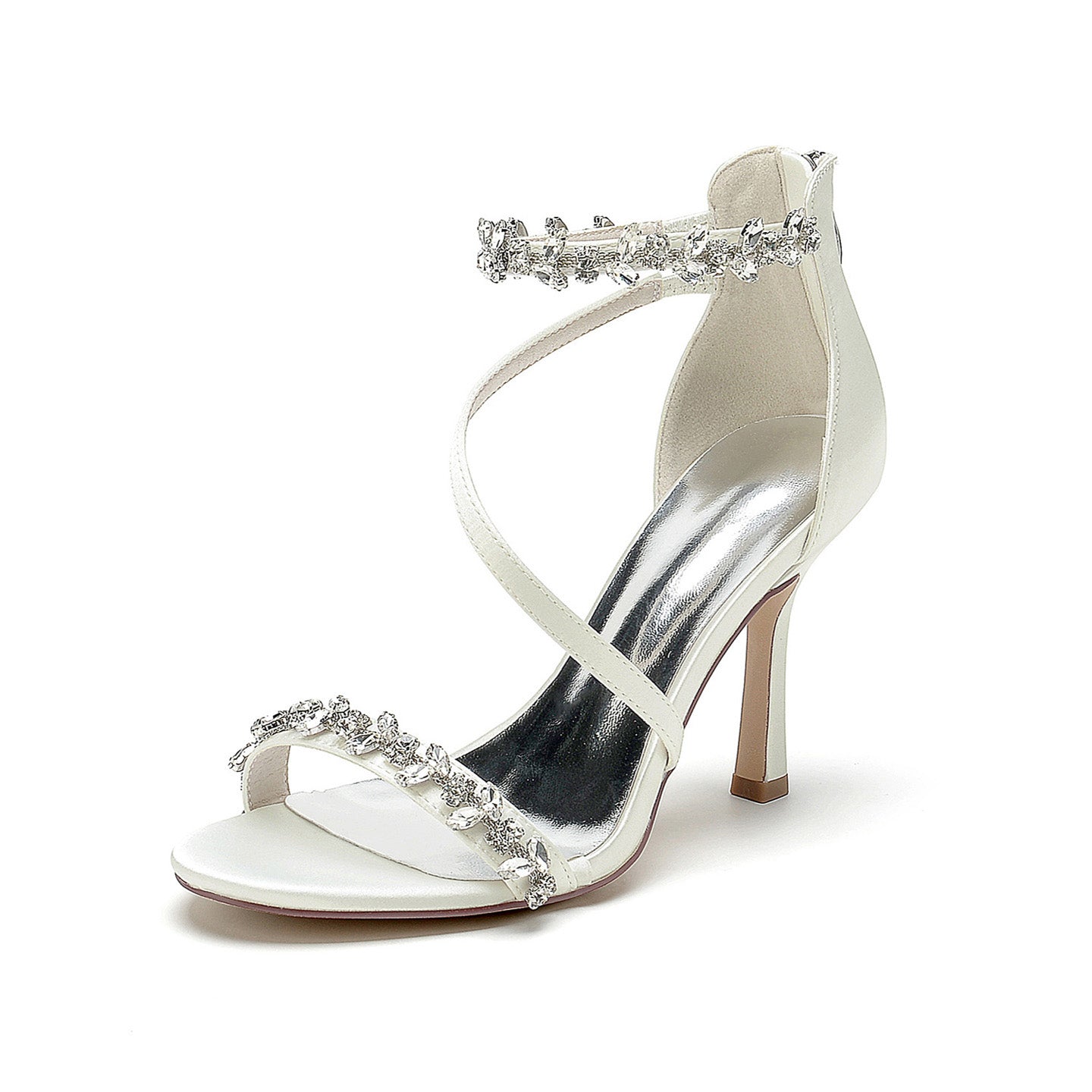 Nude Crystal Strappy High Heels HH005
