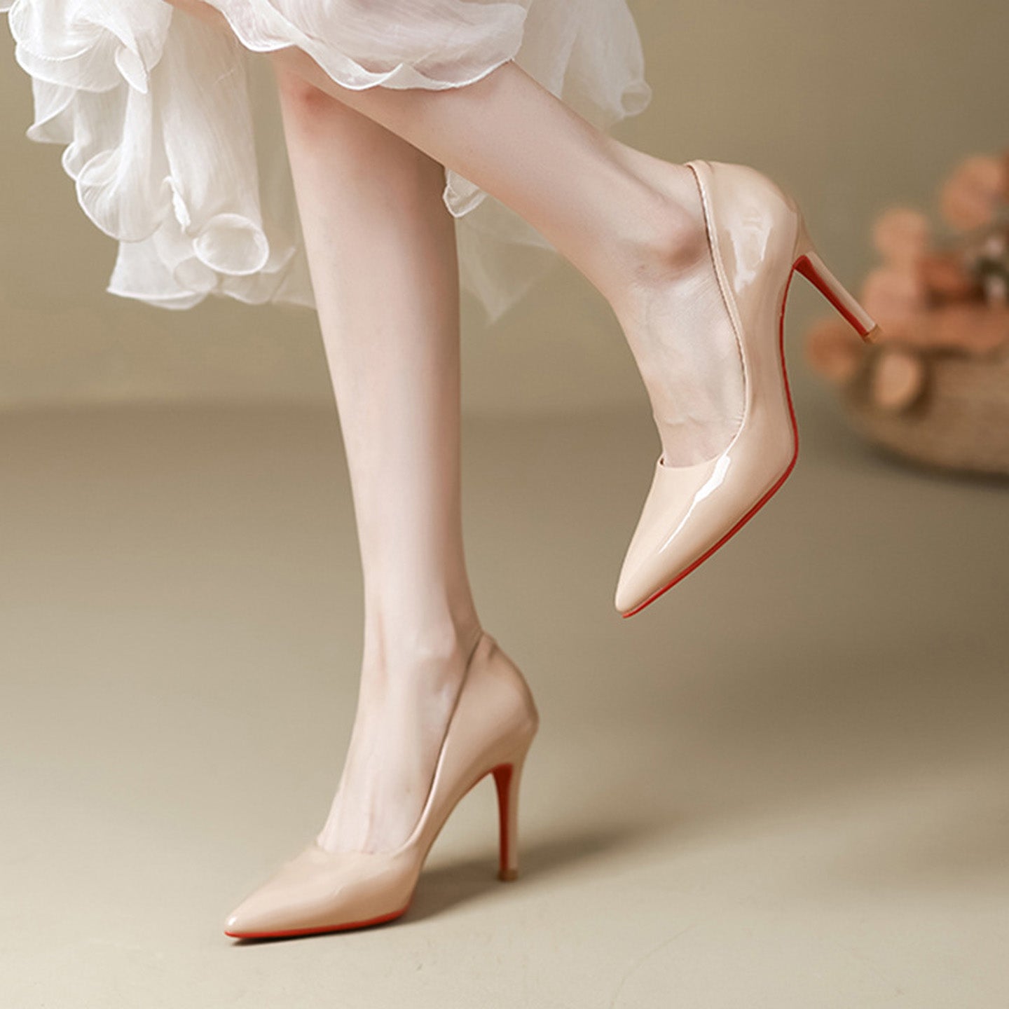 Pointed Patent Leather Red-soled High Heel HH008