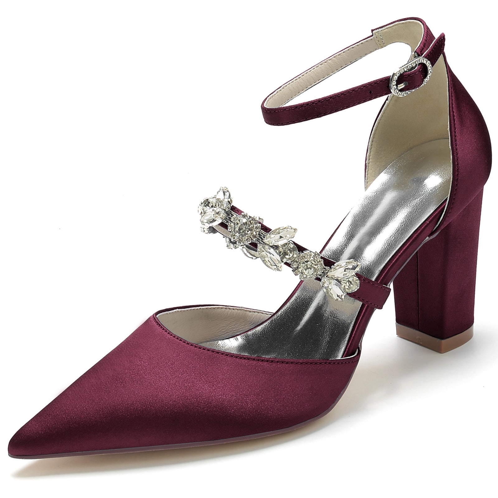 Satin Peep-Toe High Heels with Crisscross Ankle Strap HH022 Sheer Fairy