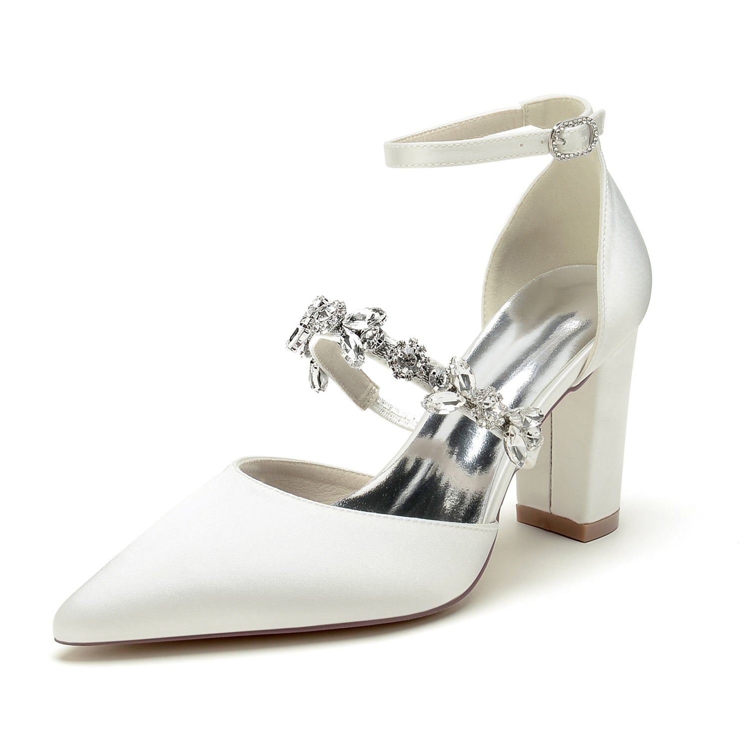 Satin Peep-Toe High Heels with Crisscross Ankle Strap HH022 Sheer Fairy