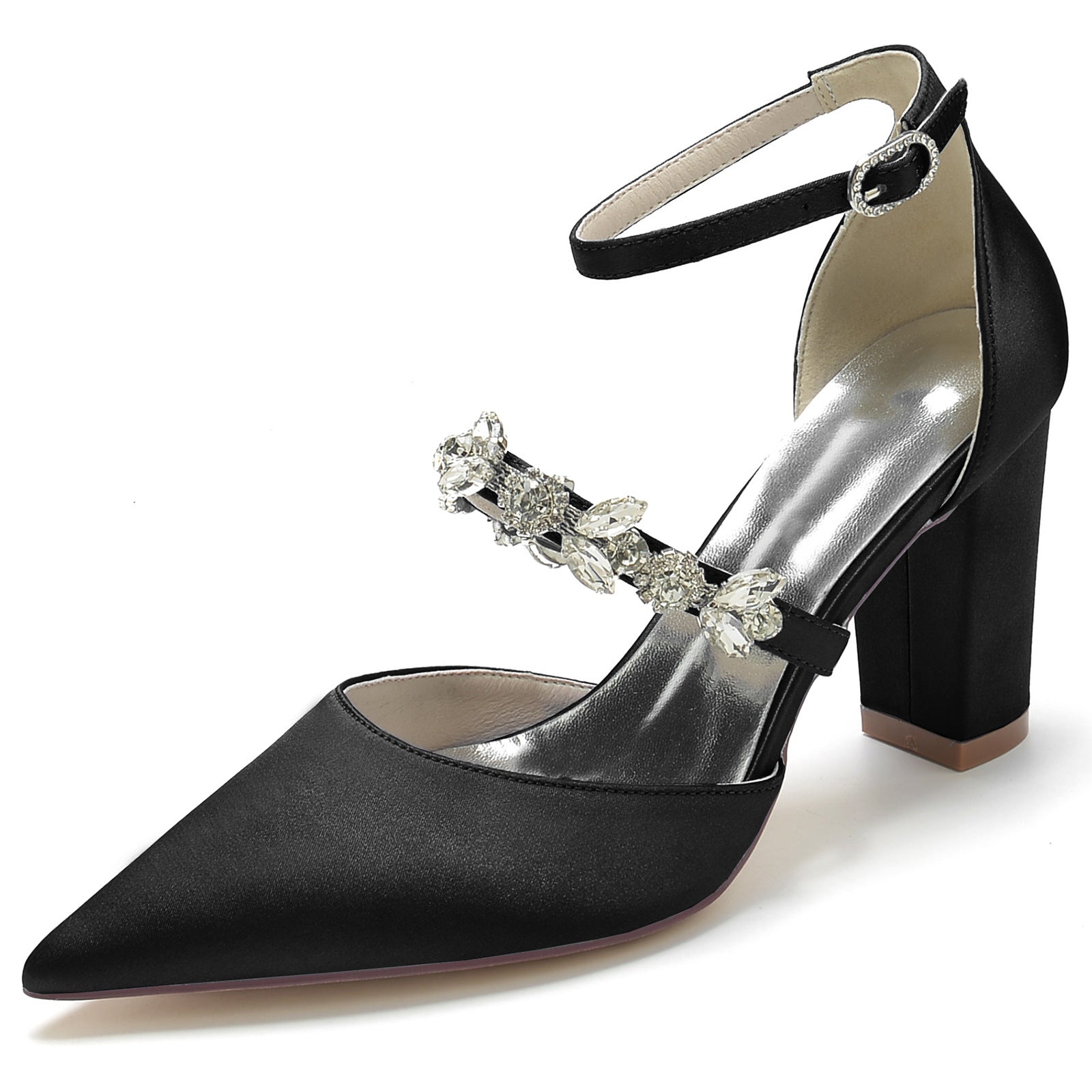Satin Peep-Toe High Heels with Crisscross Ankle Strap HH022 Sheer Fairy