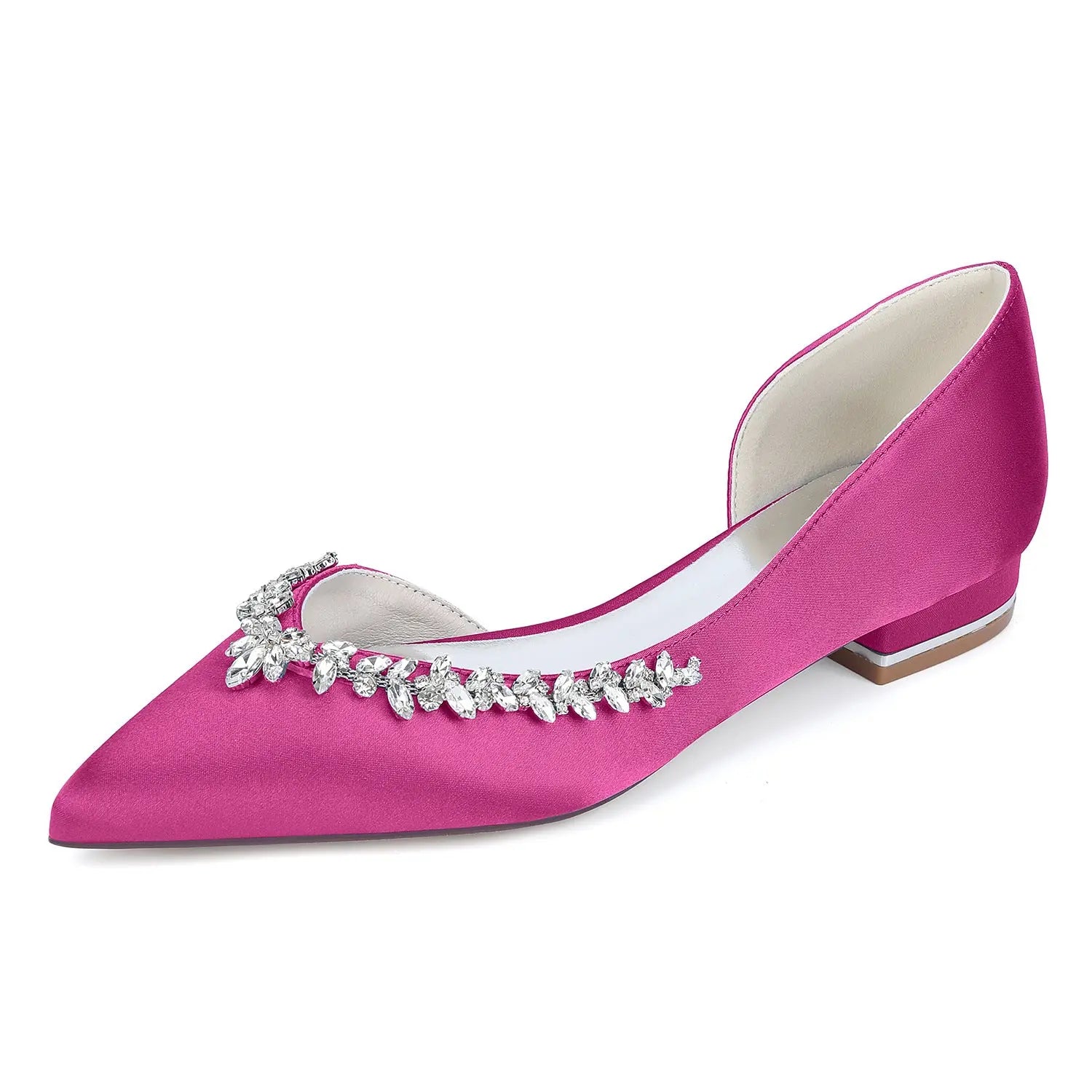 Bridal Pointed Toe Flat Shoes with Rhinestone Decor for Wedding HH025 Sheer Fairy