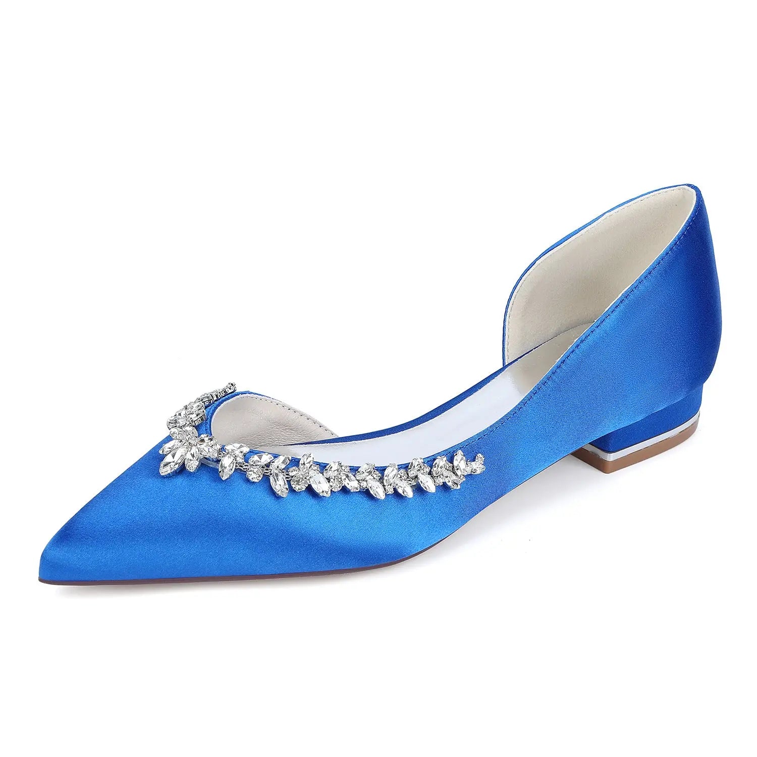 Bridal Pointed Toe Flat Shoes with Rhinestone Decor for Wedding HH025 Sheer Fairy