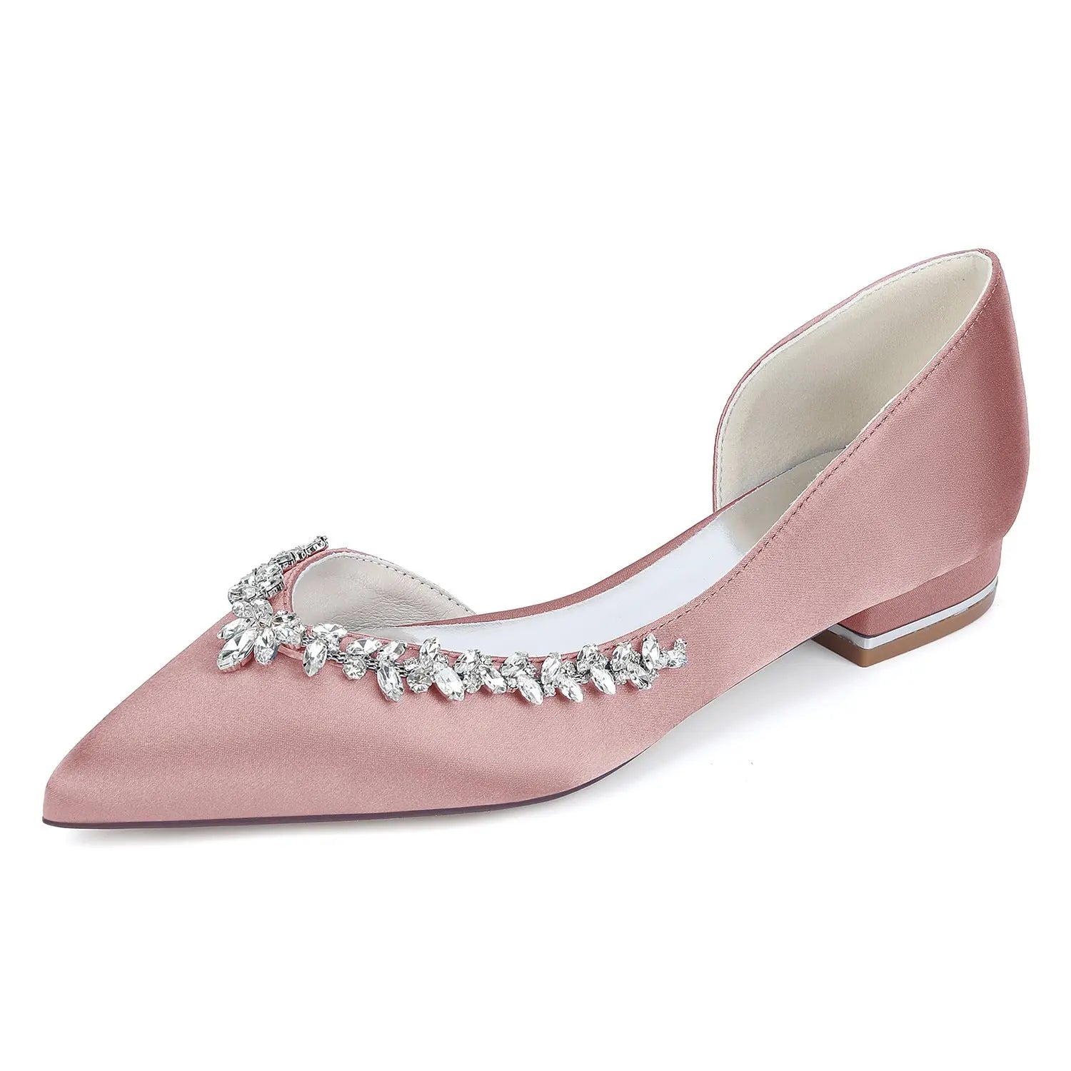 Bridal Pointed Toe Flat Shoes with Rhinestone Decor for Wedding HH025 Sheer Fairy
