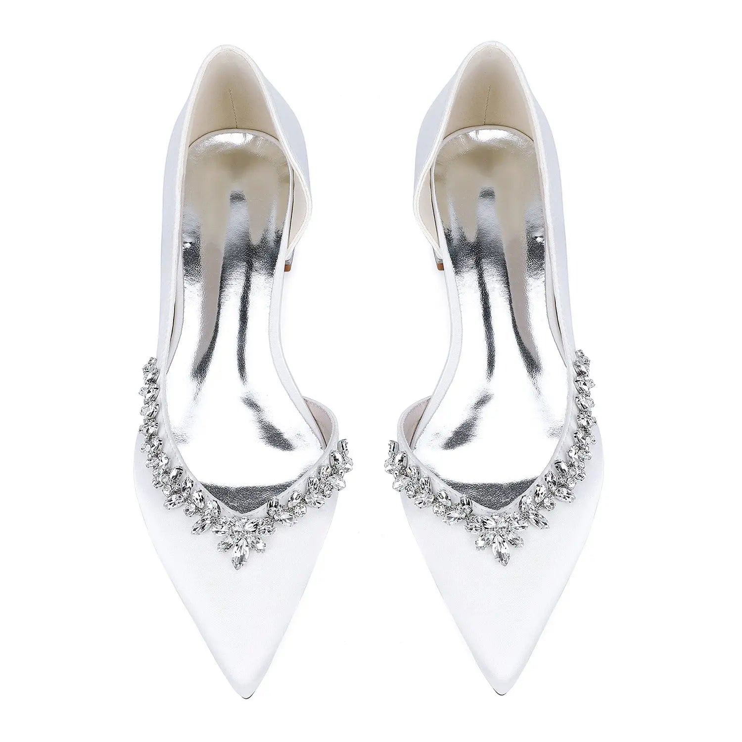 Bridal Pointed Toe Flat Shoes with Rhinestone Decor for Wedding HH025 Sheer Fairy