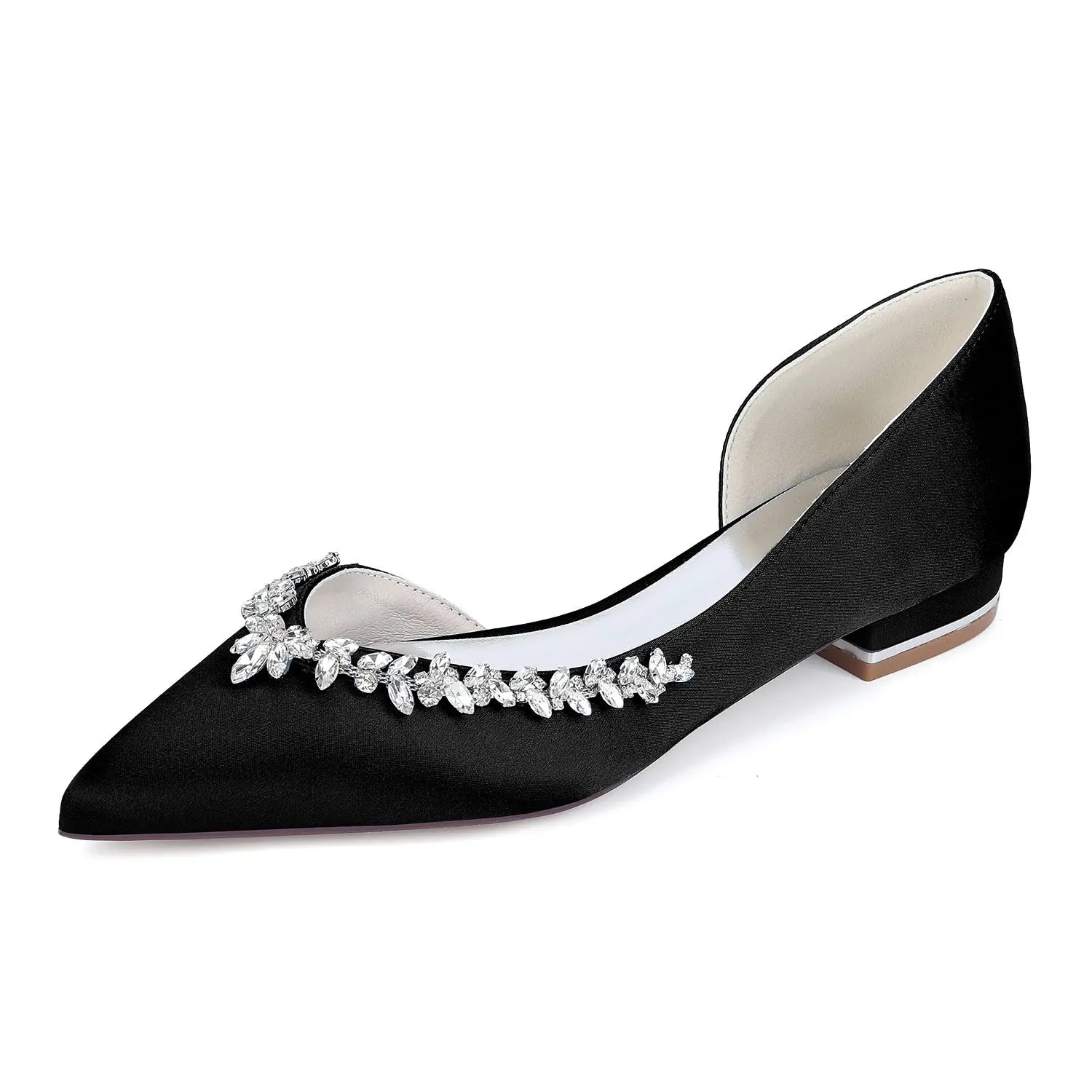Bridal Pointed Toe Flat Shoes with Rhinestone Decor for Wedding HH025 Sheer Fairy