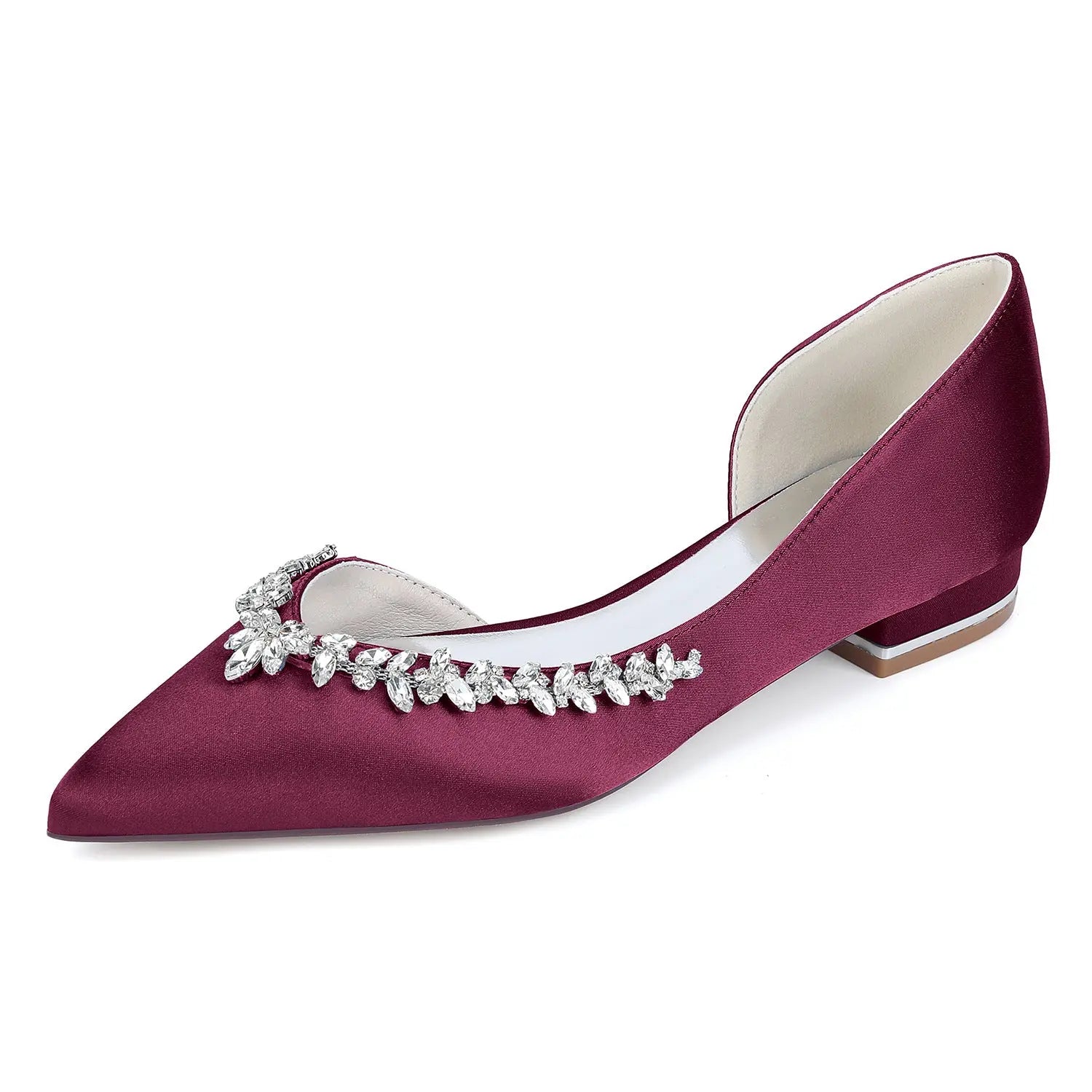 Bridal Pointed Toe Flat Shoes with Rhinestone Decor for Wedding HH025 Sheer Fairy