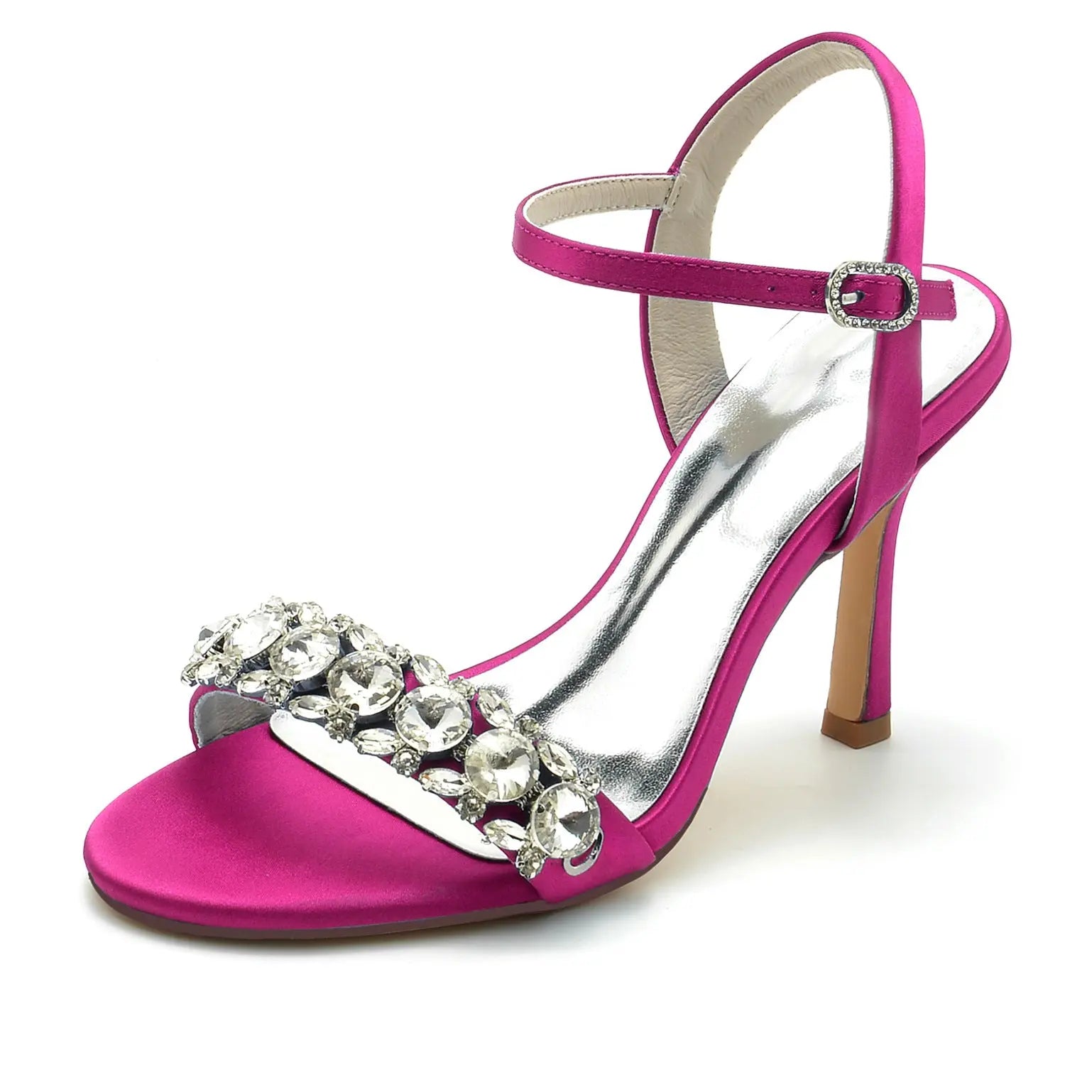 Bridal Open Toe High Heel Sandals with Rhinestone Ankle Strap HH026 Sheer Fairy