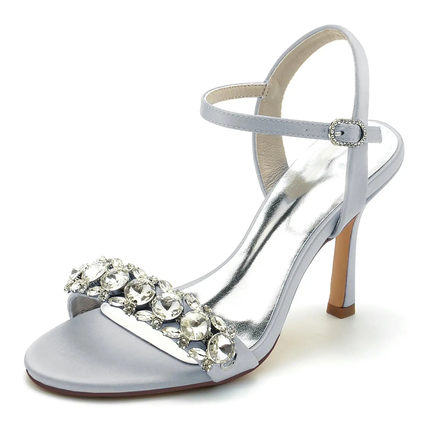 Bridal Open Toe High Heel Sandals with Rhinestone Ankle Strap HH026 Sheer Fairy