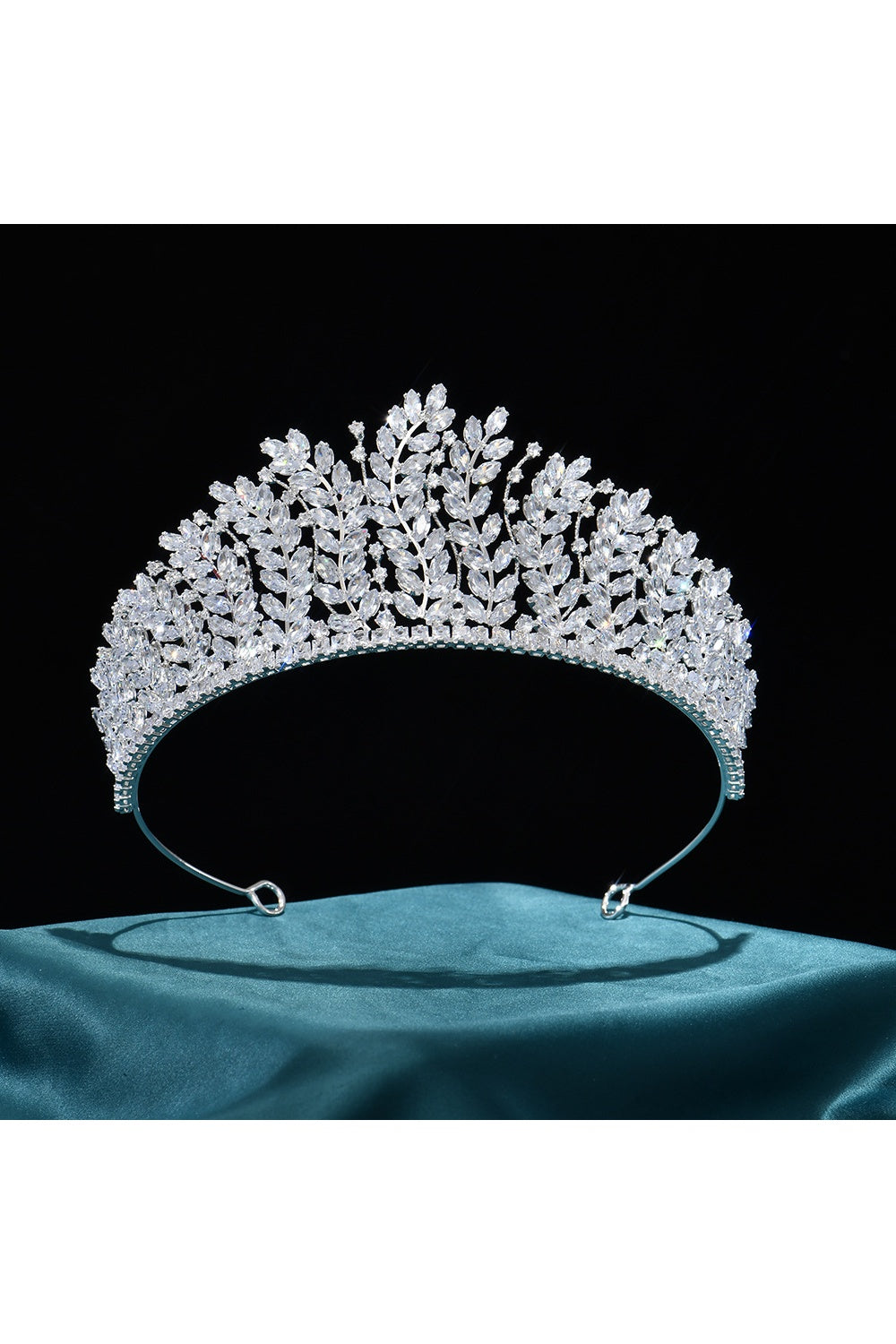 Ethereal Silver Leaf Crystal Tiara Crown HP004