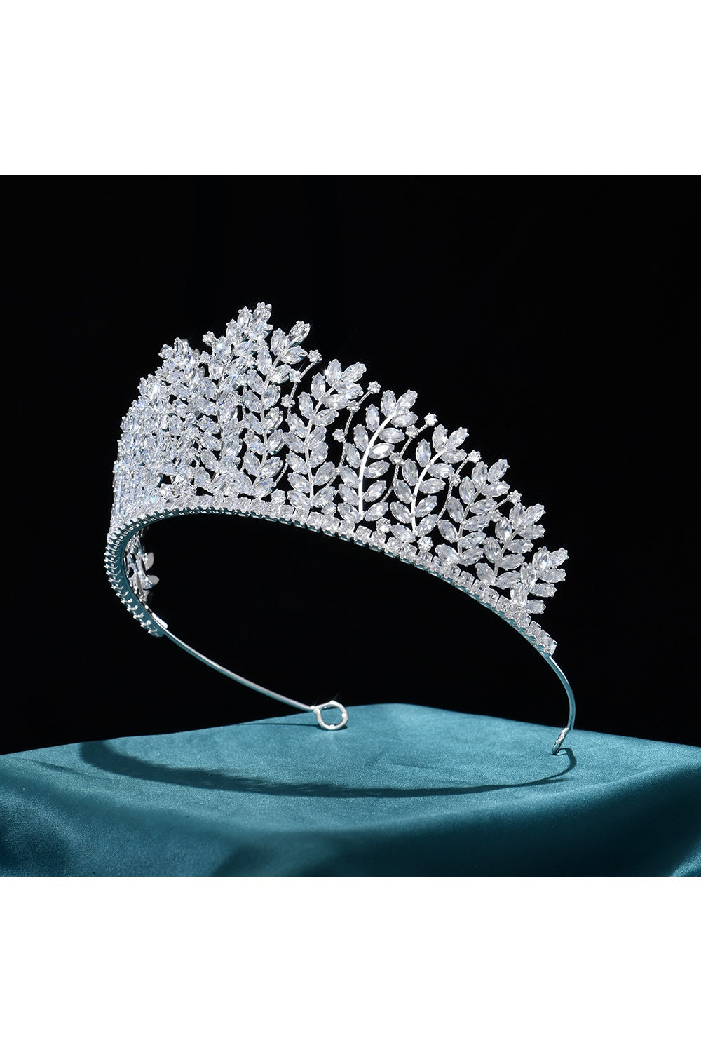 Ethereal Silver Leaf Crystal Tiara Crown HP004