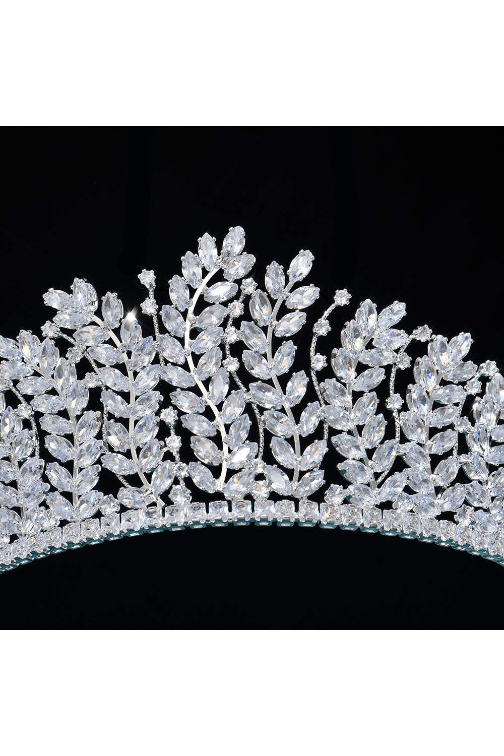 Ethereal Silver Leaf Crystal Tiara Crown HP004