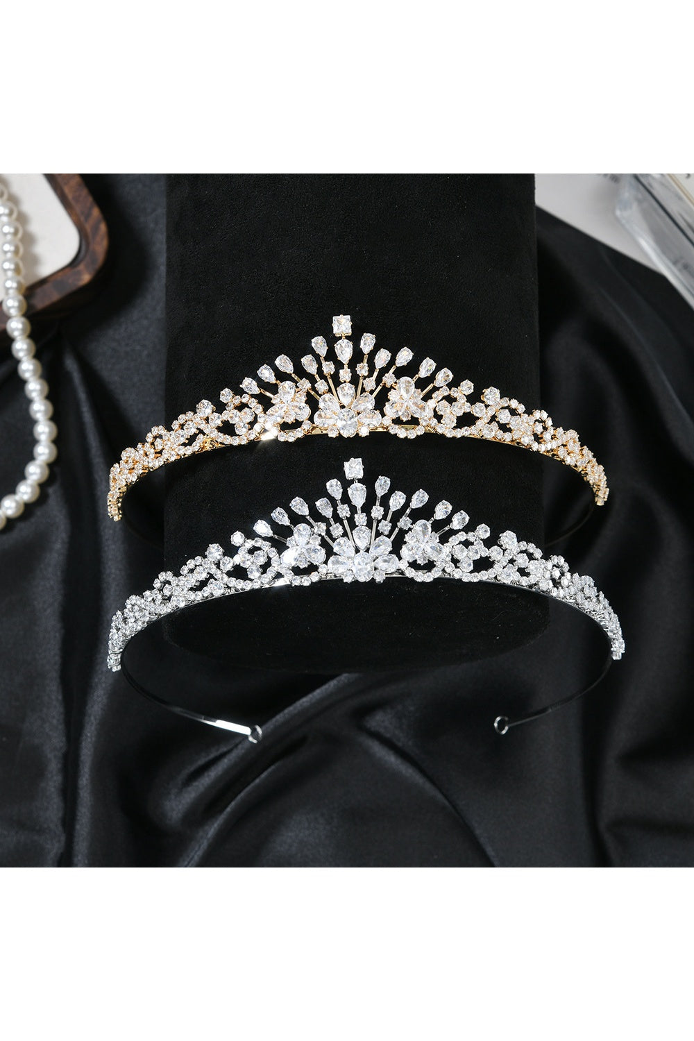 Versatile Silver & Gold Crystal Tiara Crown HP005