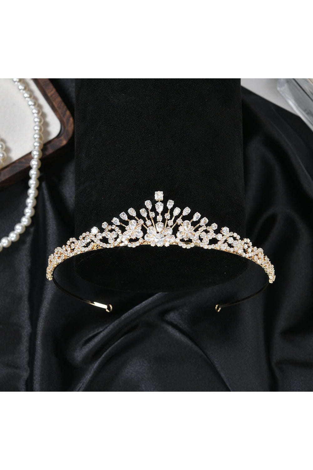 Versatile Silver & Gold Crystal Tiara Crown HP005