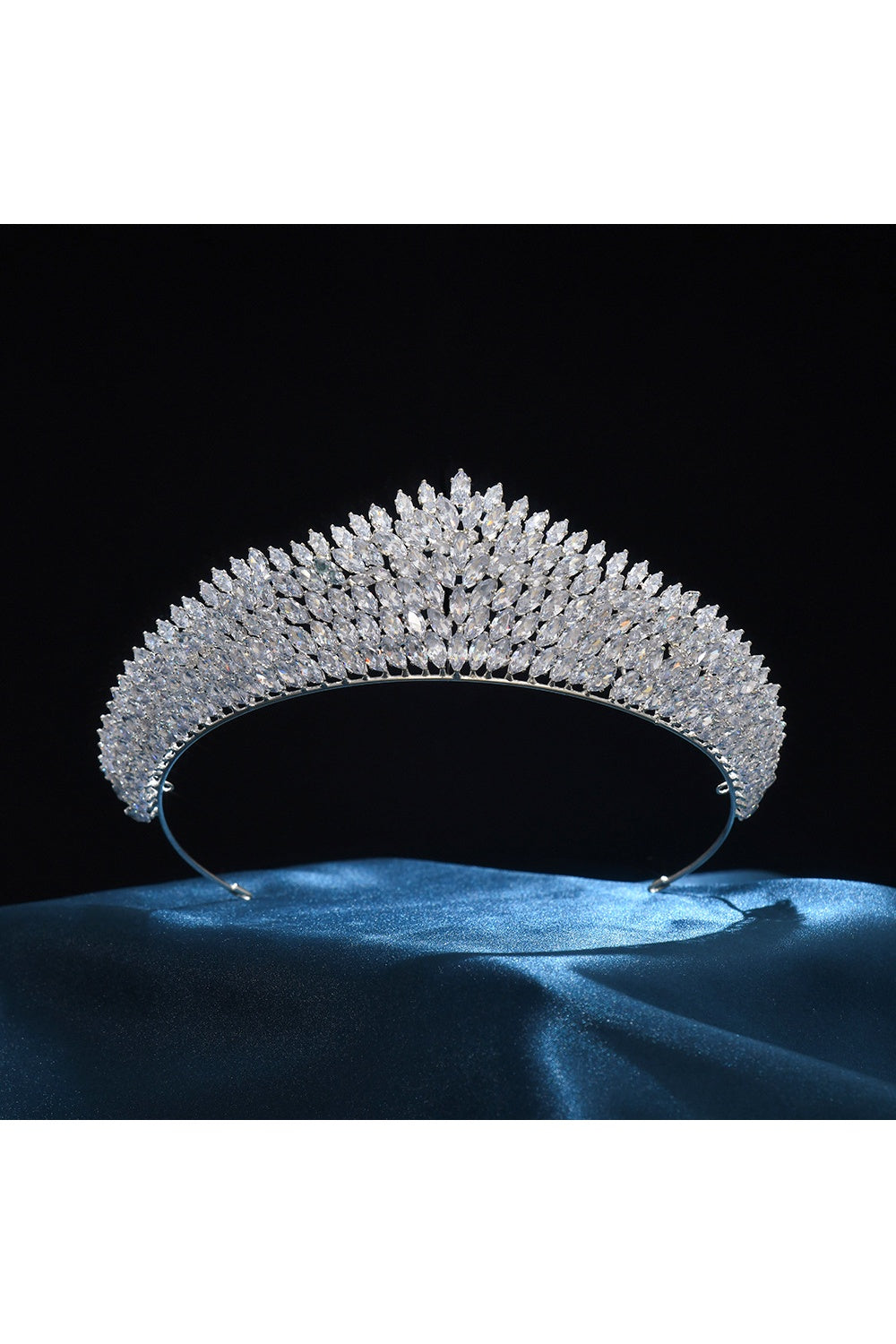 Luxury Silver Crystal Statement Tiara Crown HP008